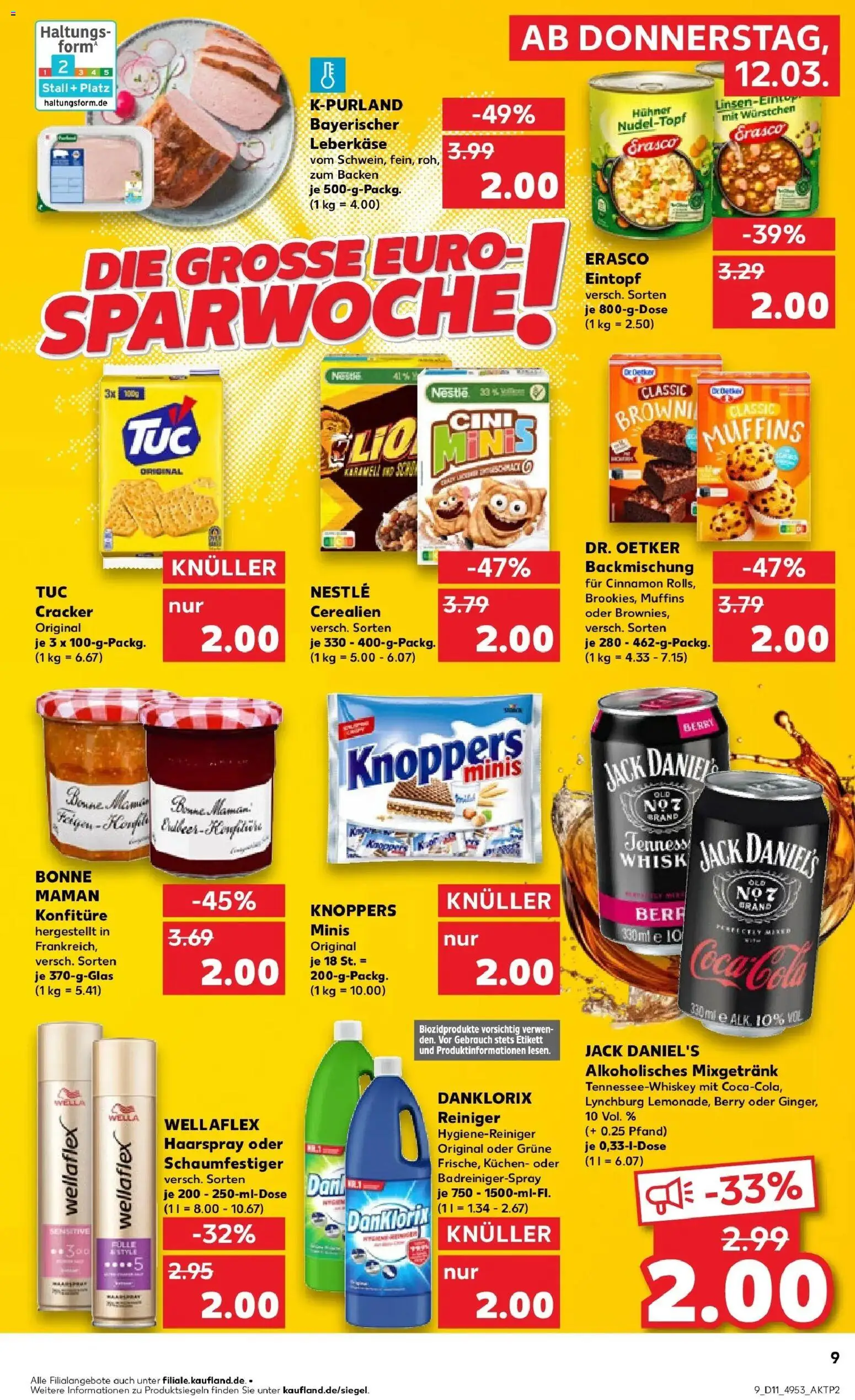 Kaufland Prospekt Düren	 – gültig ab 12.03.2026 | Seite: 9 | Produkte: Knoppers, Kuchen, Erasco, Bonne maman