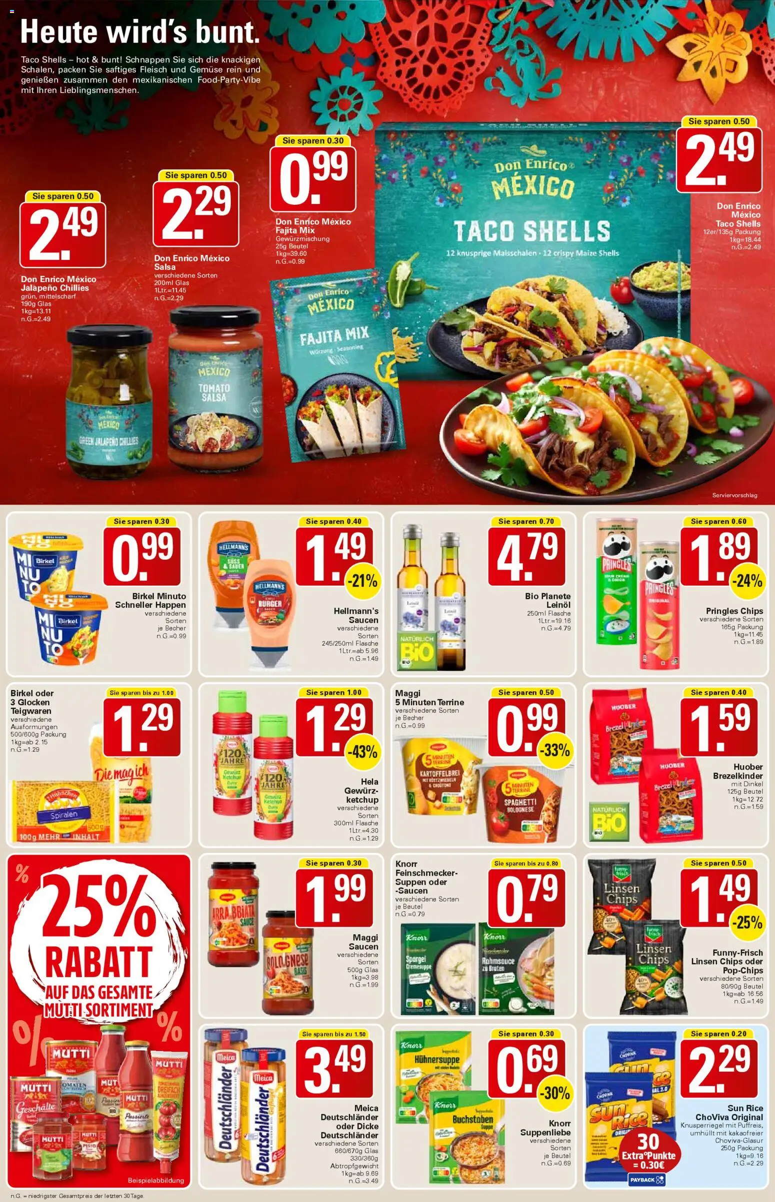 WEZ Prospekt – gültig ab 09.03.2026 | Seite: 12 | Produkte: Leinöl, Burger, Knorr, Chips