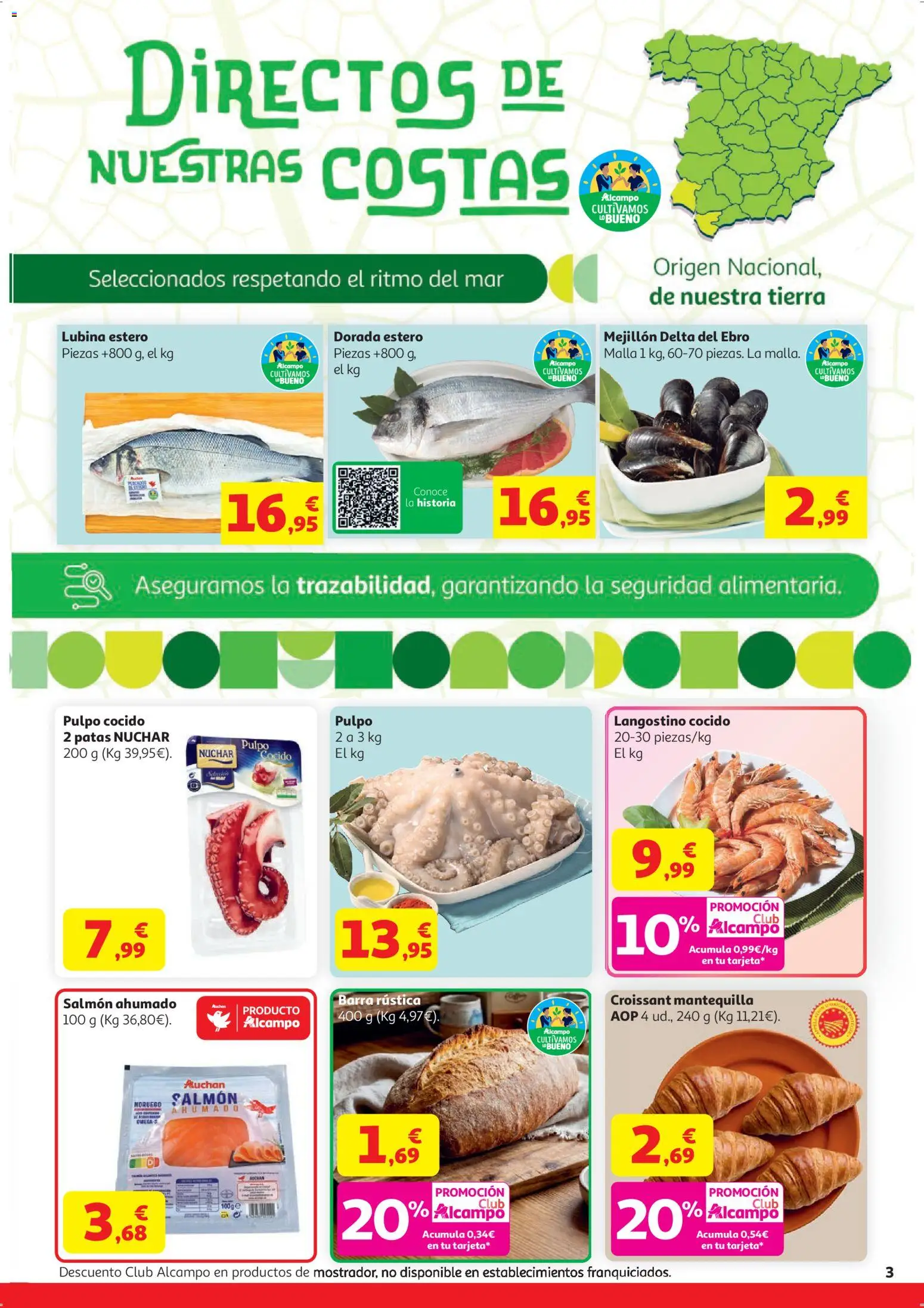 Alcampo Superstore Catalan │ válido desde el 21.04.2026 | Página: 3 | Productos: Croissant, Salmón ahumado, Συσκευή ροής, Langostino