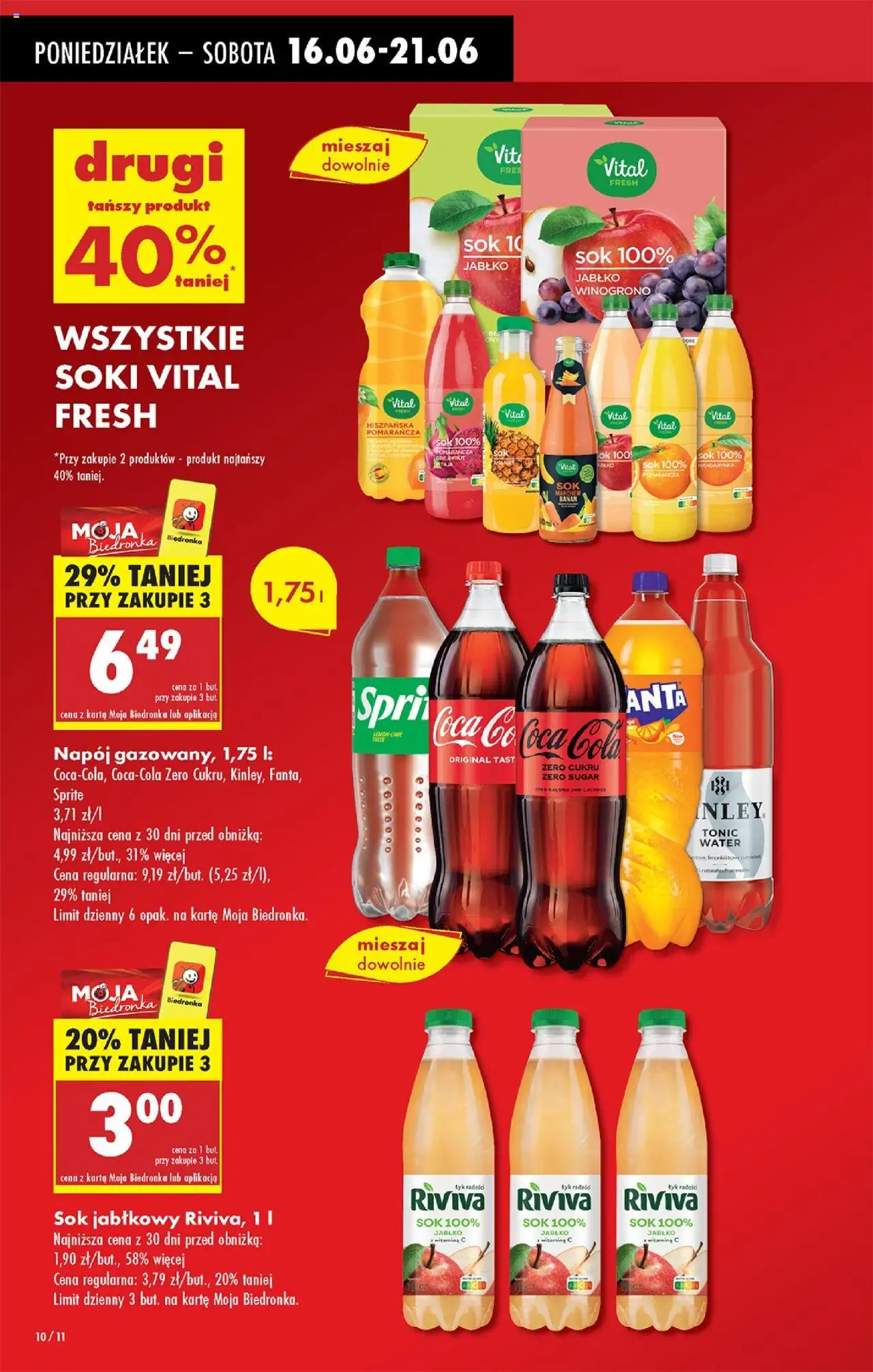 Biedronka gazetka od 16.06.2025 | Strona: 14 | Produkty: Winogrono, Sprite, Coca cola, Banan