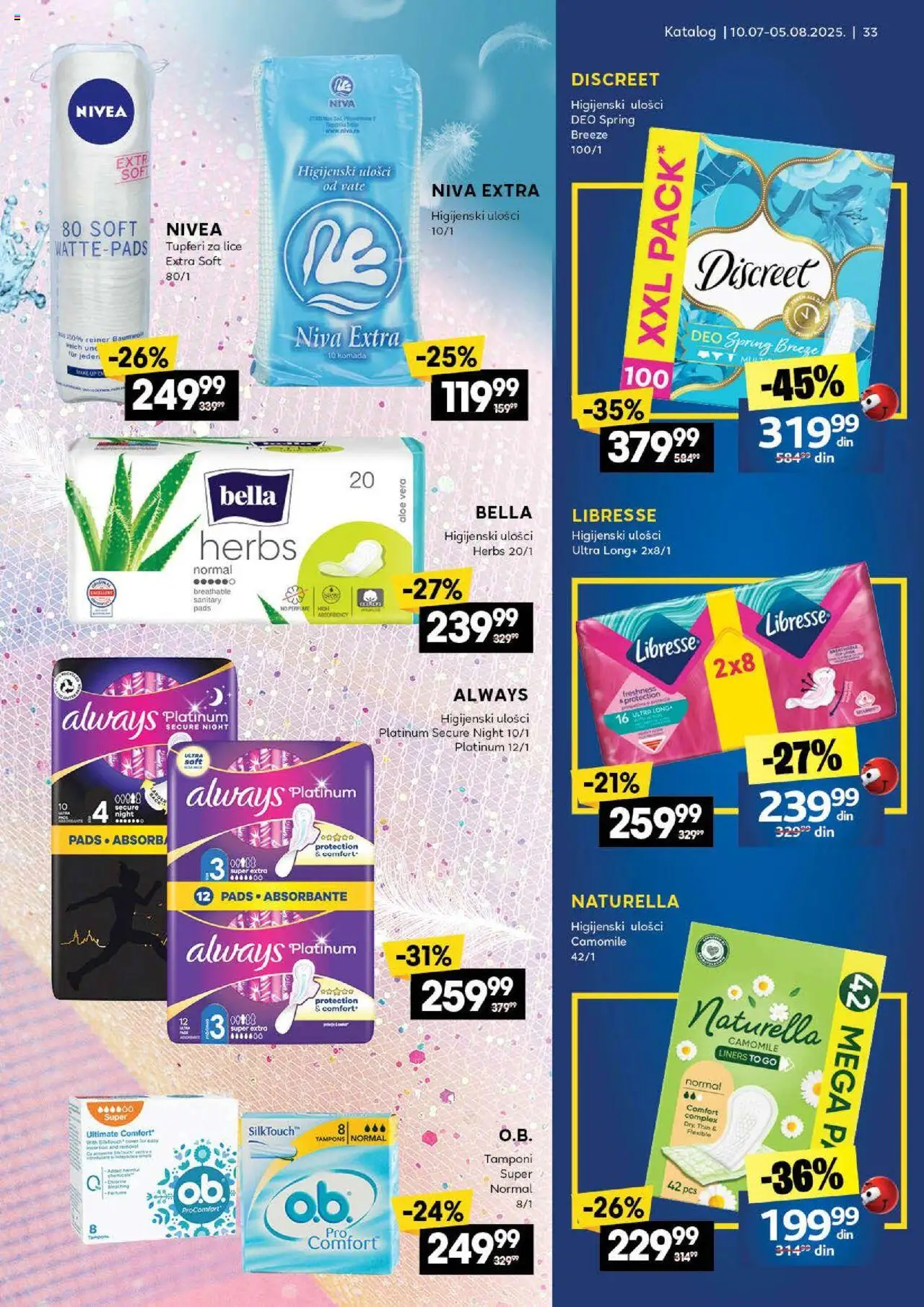 Idea katalog - važi od 10.07.2025 | Strana: 33 | Proizvode: Higijenski ulošci, Nivea