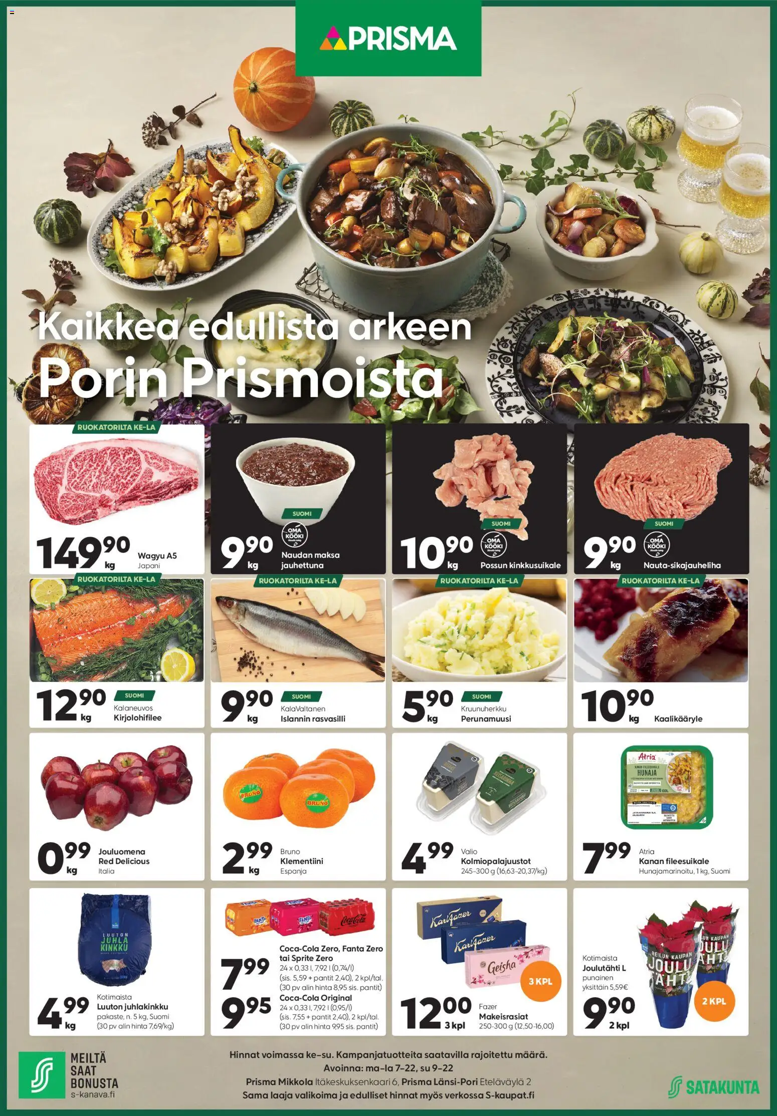 Prisma tarjoukset – voimassa 10.12.2025 alkaen | Sivu: 1 | Tuotteet: Sprite, Coca cola, Kinkku, Hunaja