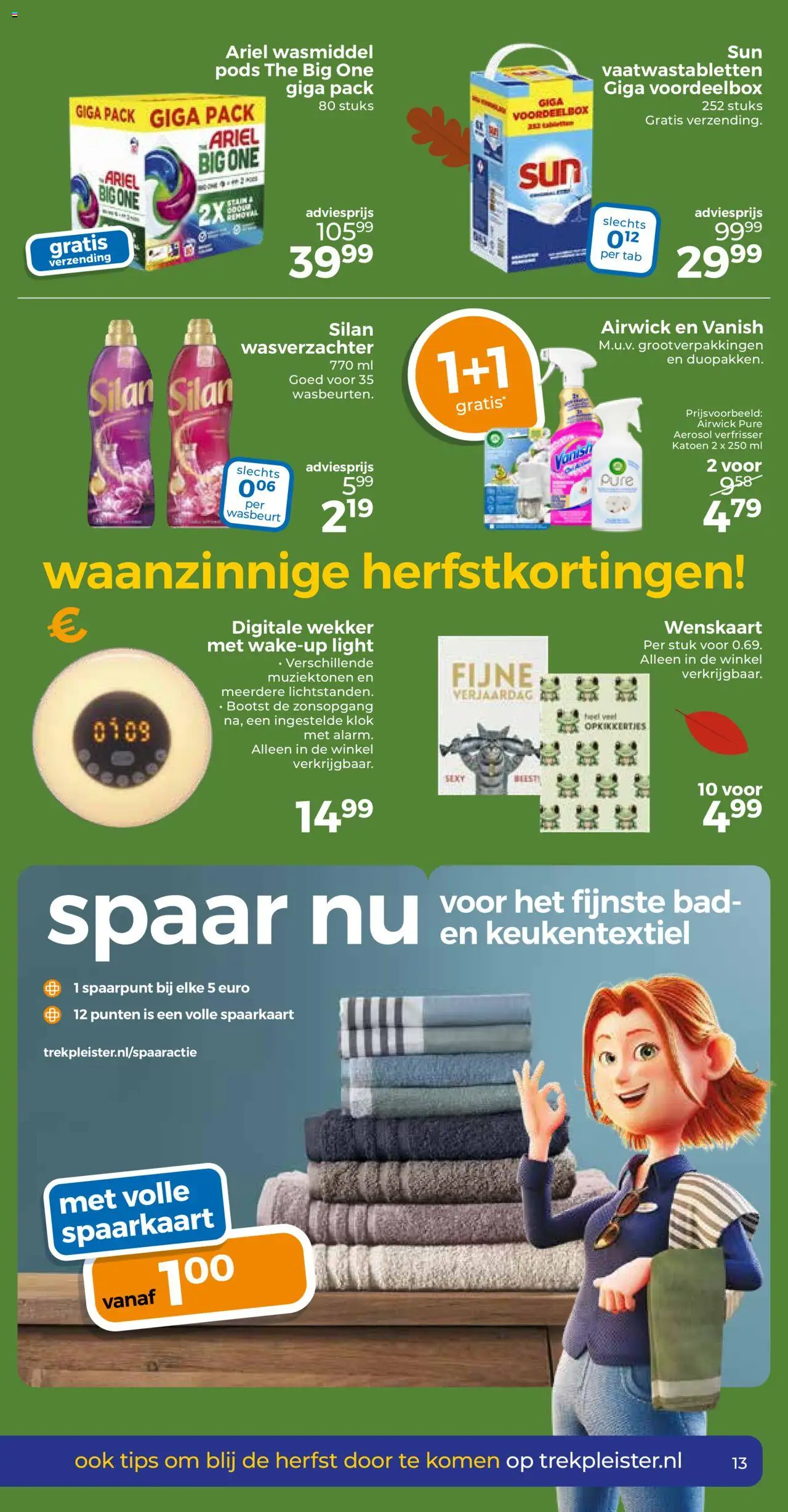 {H1} | Pagina: 13 | Producten: Wasverzachter, Wekker, Bad, Klok
