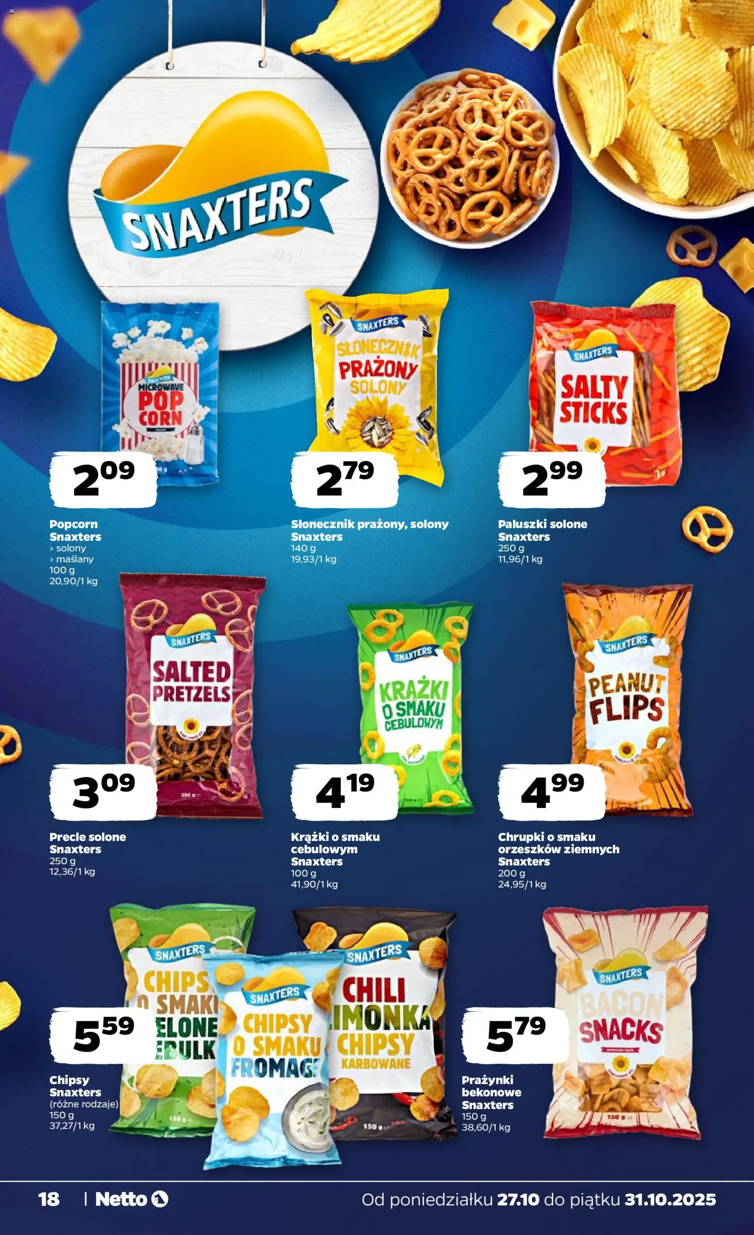 Netto gazetka - Spożywcza od 27.10.2025 | Strona: 18 | Produkty: Chili, Chipsy, Popcorn, Słonecznik prażony