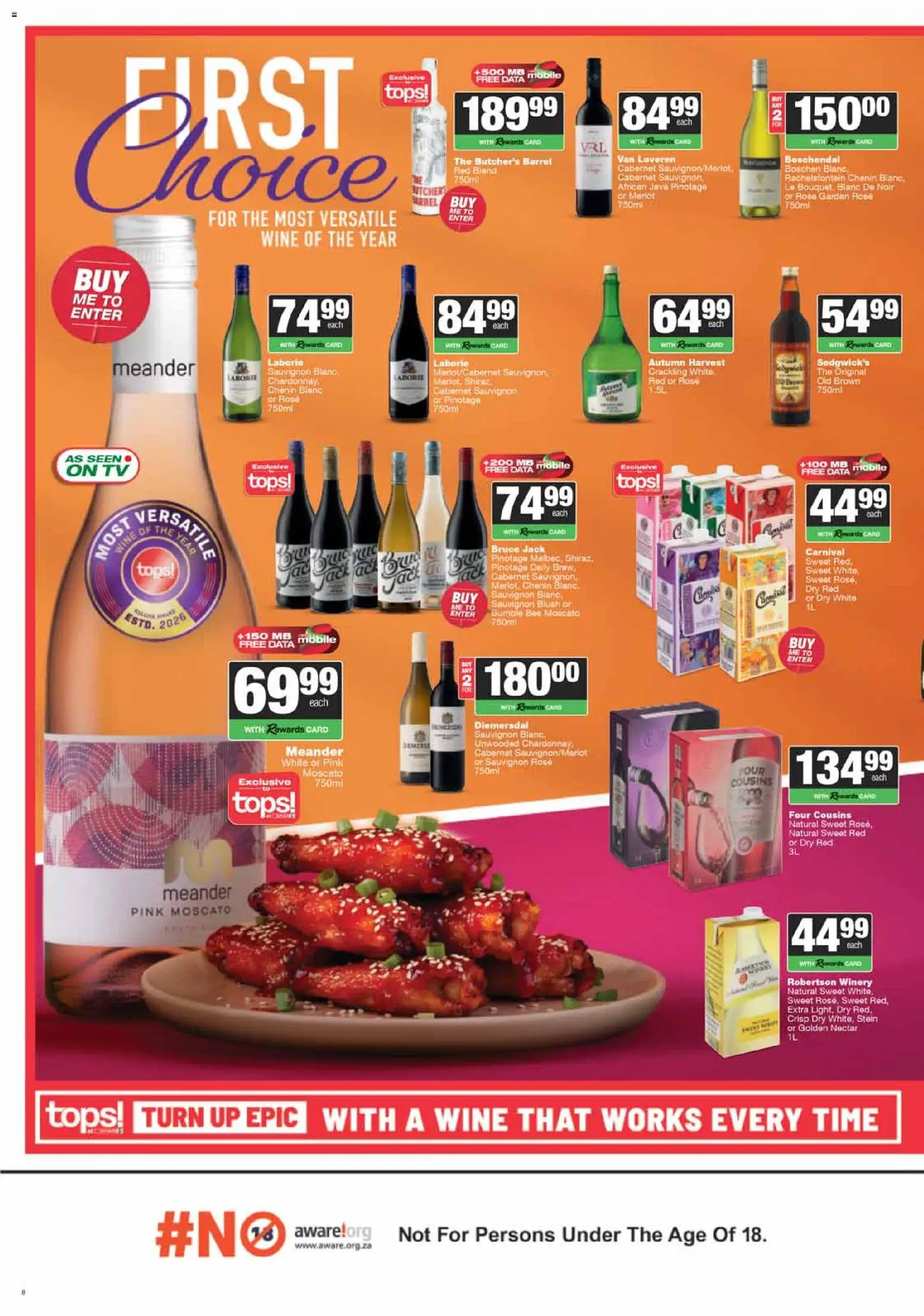 New Tops at Spar catalogue – valid from 23.03.2026 | Page: 8 | Products: Data, TV, Wine, Blush