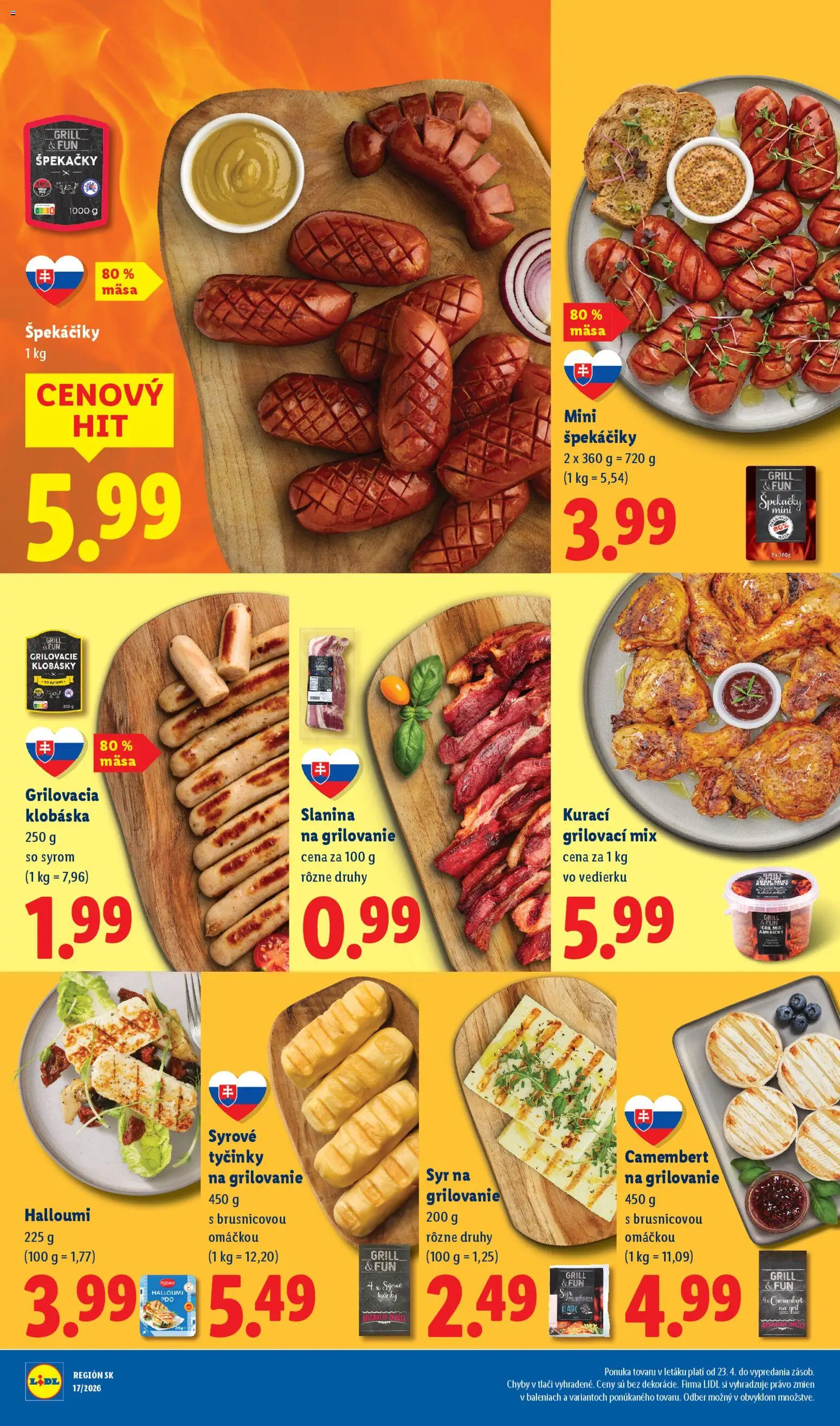 Nové Lidl akcie – leták je platný od 27.04.2026 | Strana: 57 | Produkty: Gril, Syr, Slanina