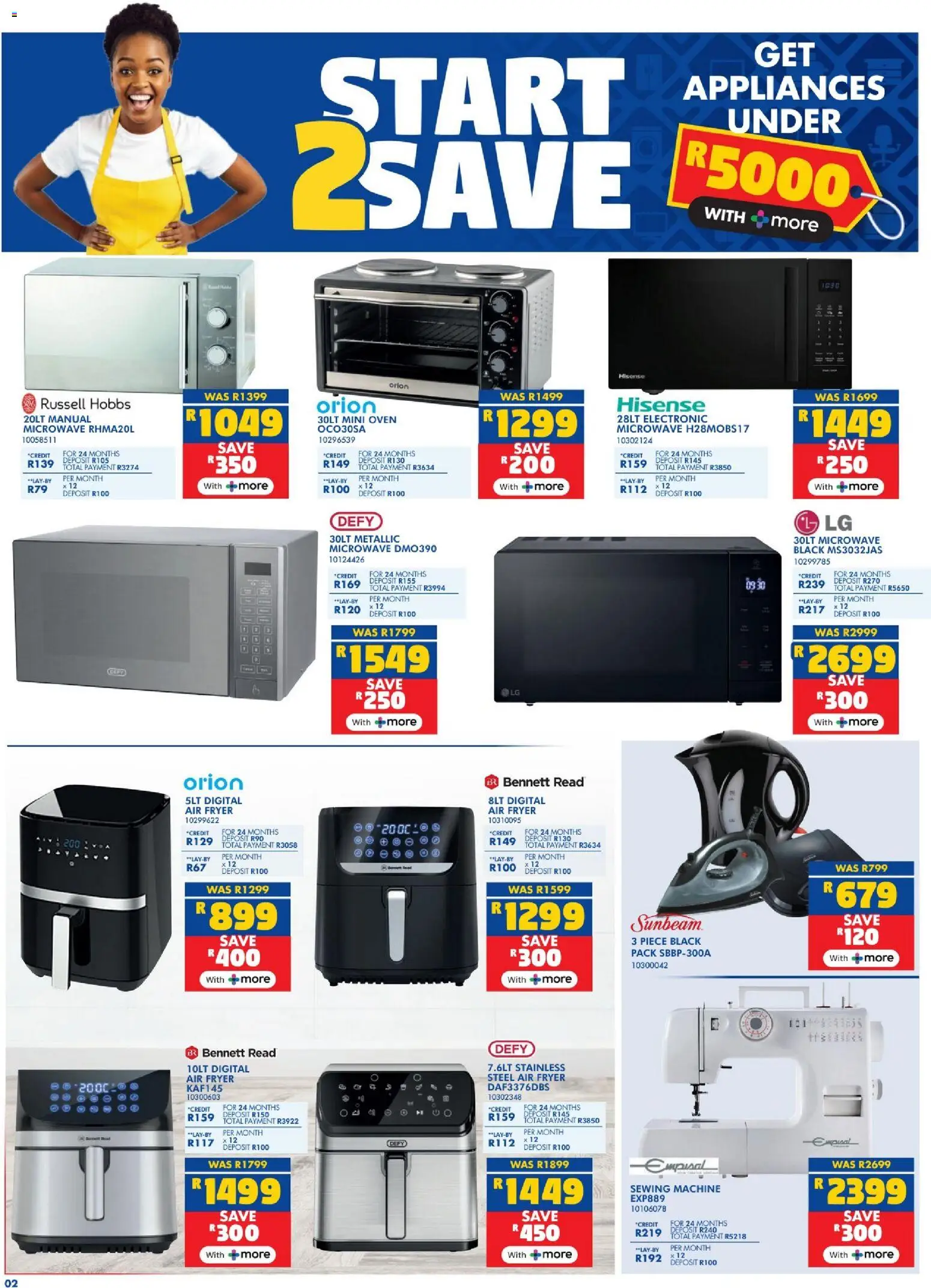 New Russells catalogue – valid from 29.12.2025 | Page: 2 | Products: Sewing machine, Fryer, Microwave, Air fryer