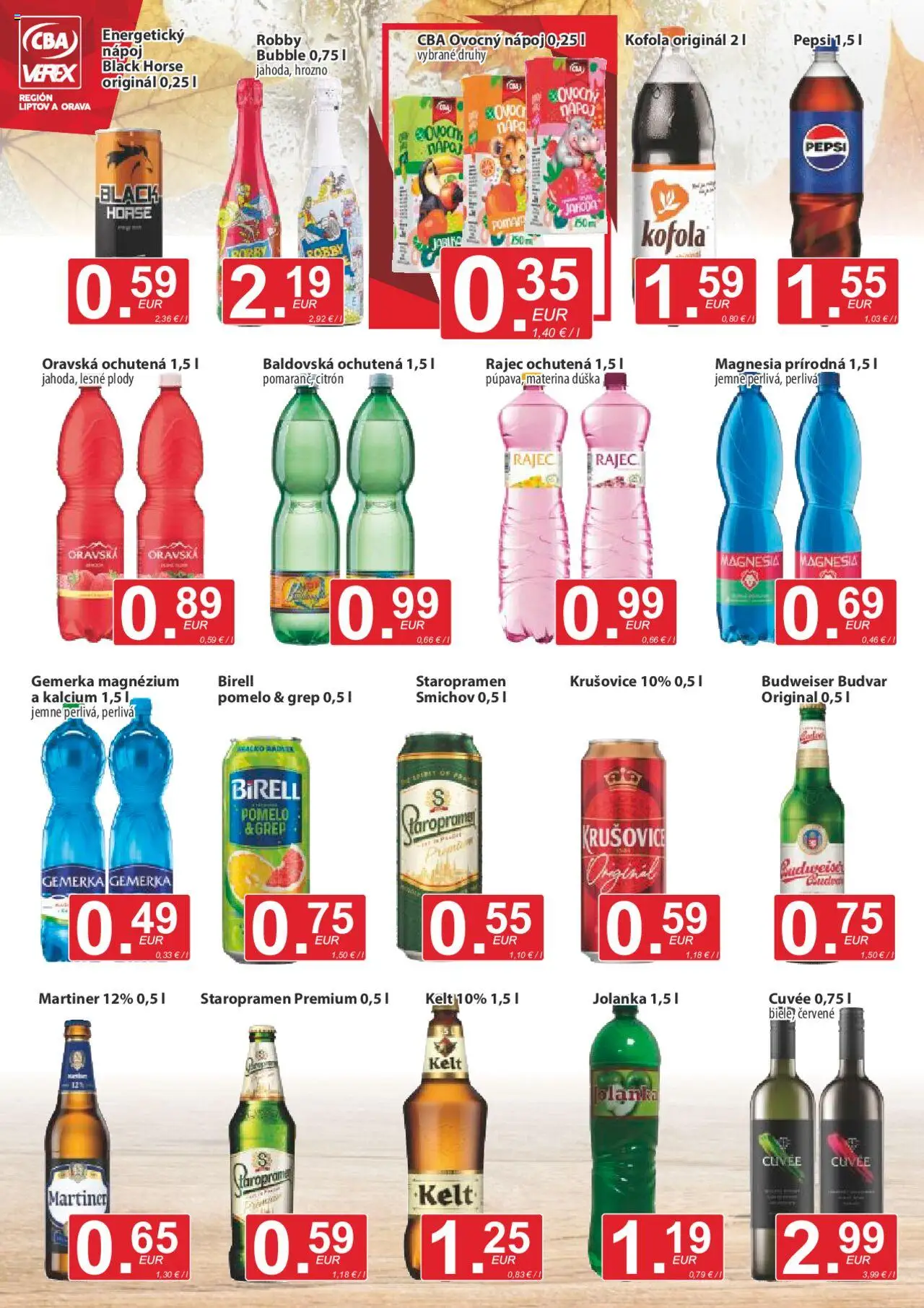 Nové CBA Verex akcie – leták je platný od 18.09.2025 | Strana: 10 | Produkty: Birell, Kelt, Pomelo, Gemerka