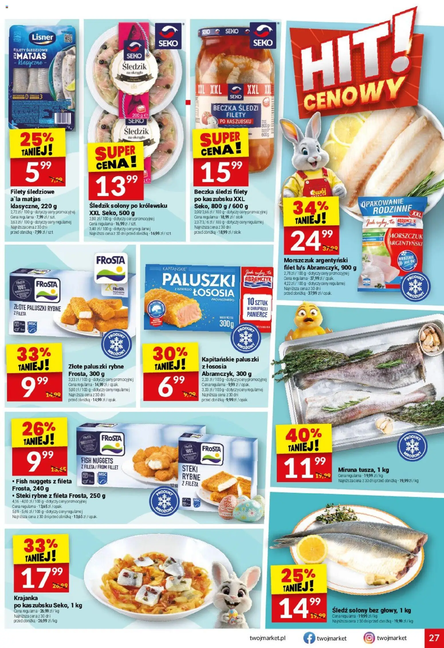 Twój Market gazetka od 11.03.2026 | Strona: 27 | Produkty: Śledź, Steki, Miruna, Paluszki rybne