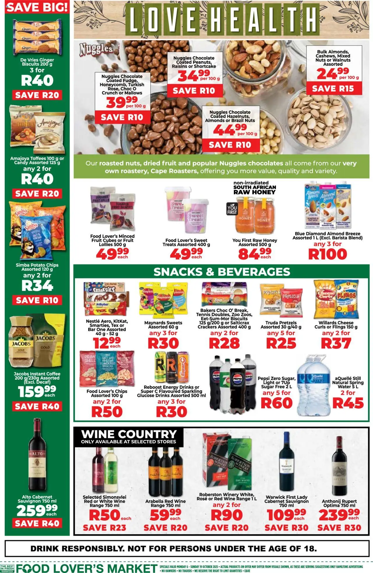 New Food Lover's Market catalogue – valid from 06.10.2025 | Page: 6 | Products: Sweets, Cheese, Wine, Chips