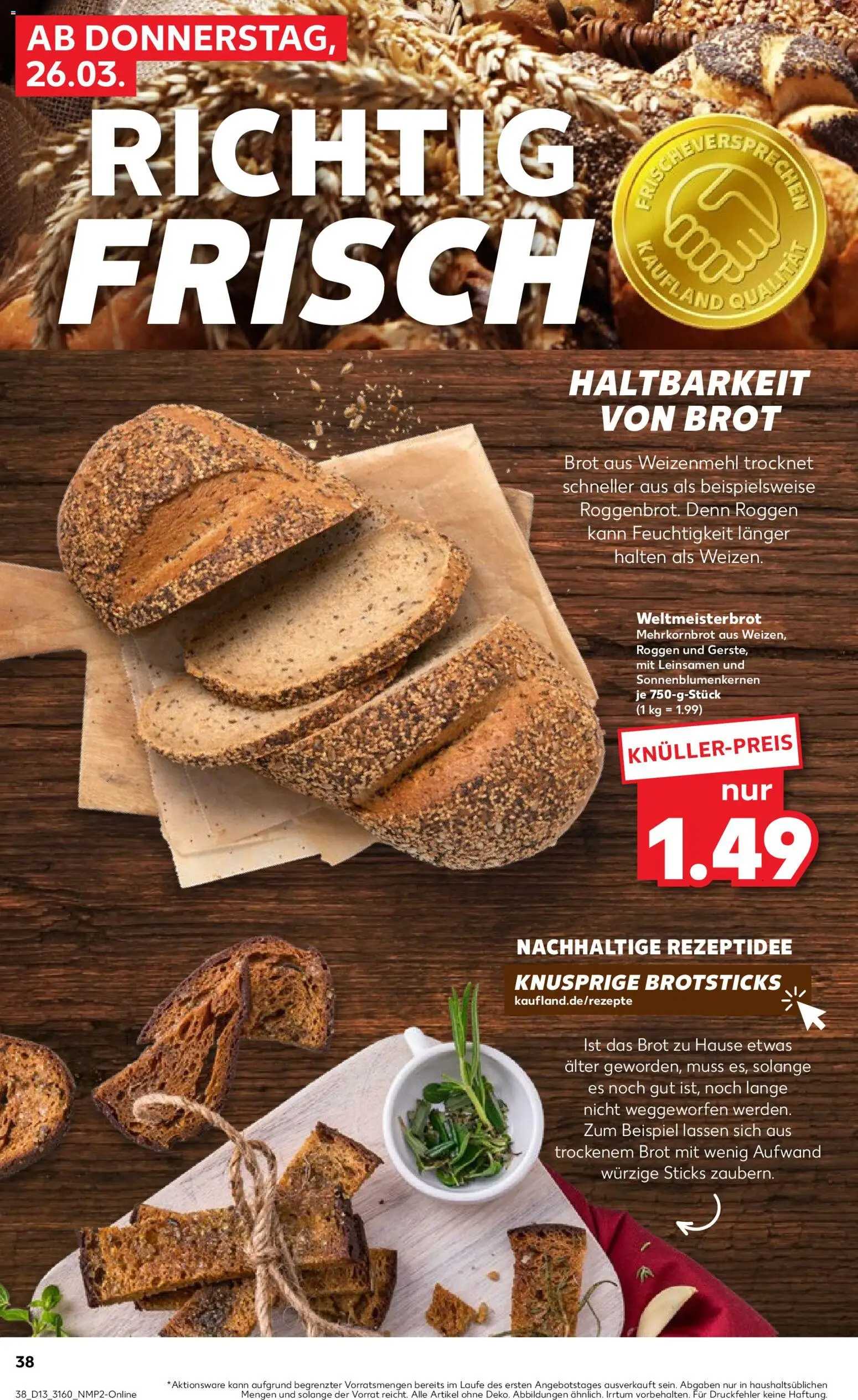 Kaufland Prospekt Potsdam	 – gültig ab 26.03.2026 | Seite: 38 | Produkte: Weizenmehl, Brot