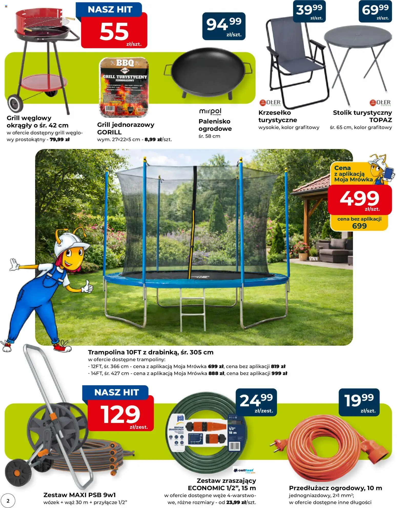 Mrówka gazetka - Rypin od 23.04.2026 | Strona: 2 | Produkty: Grill, Trampolina, Przedłużacz, Grill jednorazowy
