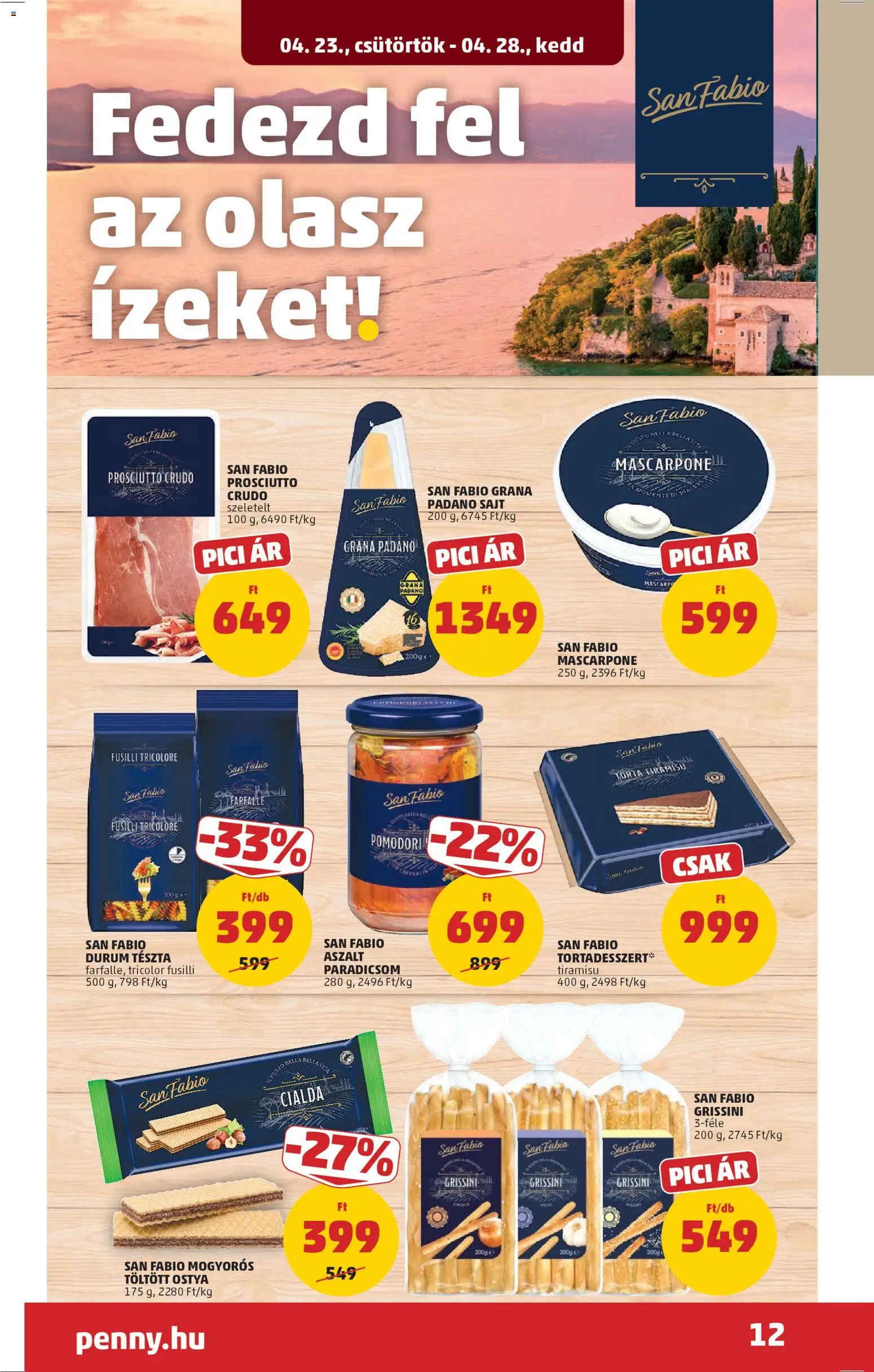 PENNY akciós ujság - amely érvényes a következő dátumtól: 23.04.2026 | Oldal: 15 | Termékek: Tiramisu, Sajt, Mascarpone, Paradicsom