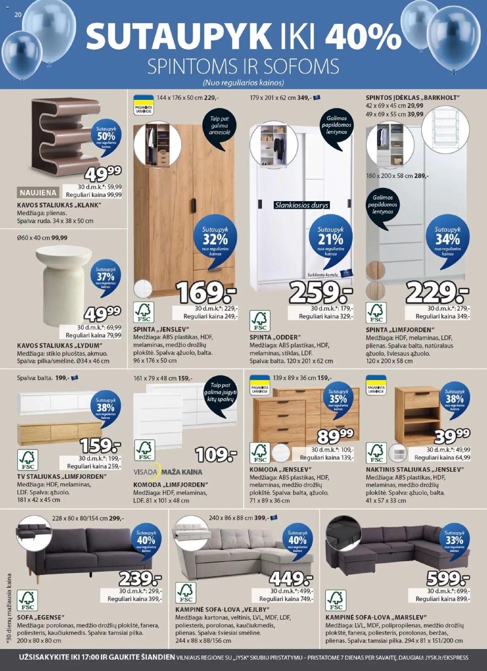JYSK akcijos nuo 14.04.2026 | Puslapis: 20 | Prekių: Naktinis staliukas, Tv, Sofa, Dėklas