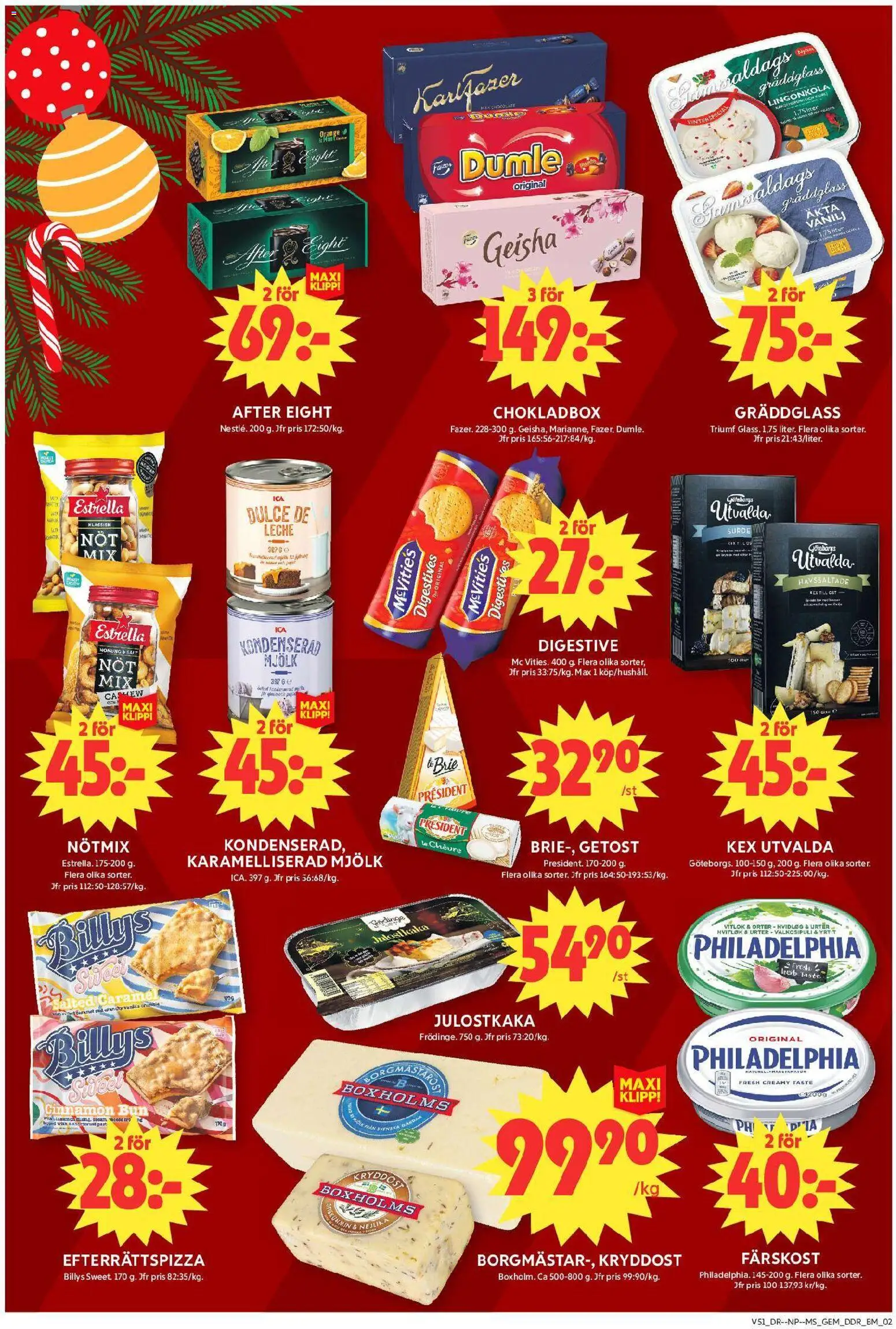 ICA Maxi reklamblad aktuell från 15.12.2025 | Sida: 6 | Produkter: Getost, Pizza, Te, Glass