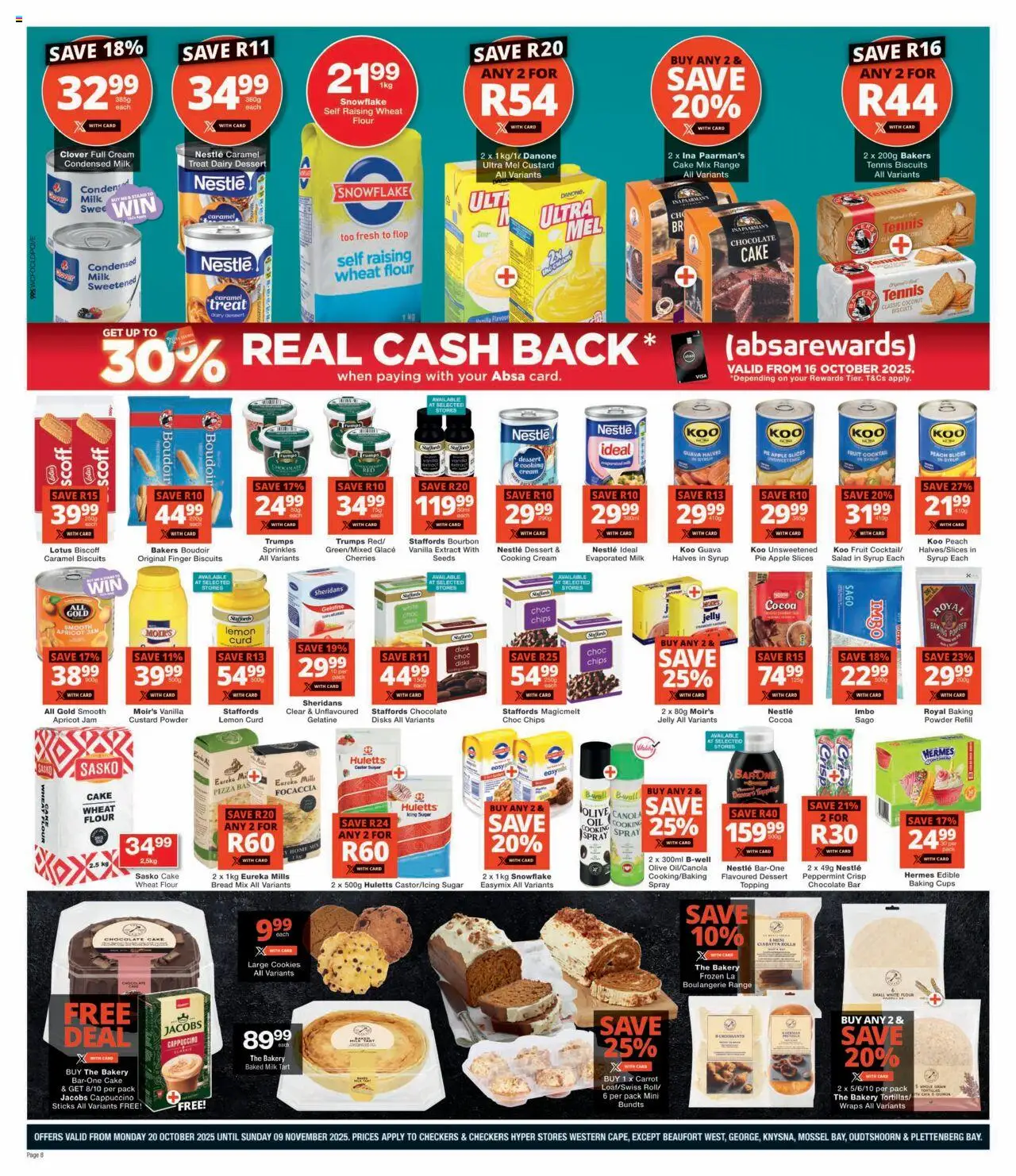 New Checkers catalogue – valid from 20.10.2025 | Page: 8 | Products: Jam, Condensed milk, Cream, Cookies
