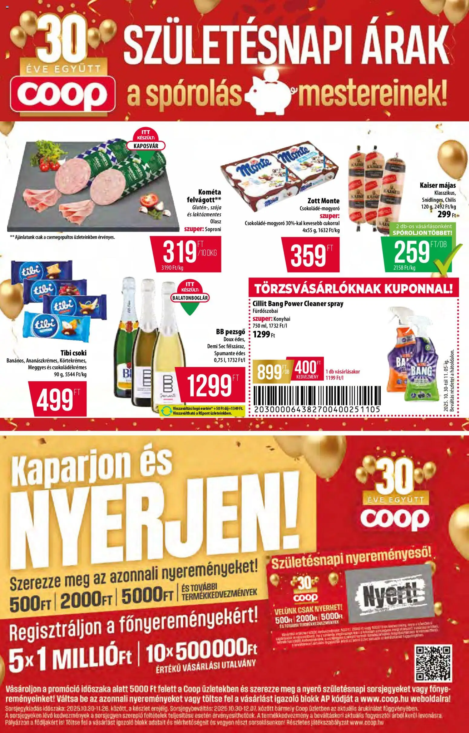 COOP Szolnok akciós ujság - amely érvényes a következő dátumtól: 30.10.2025 | Oldal: 4 | Termékek: Pezsgő, Bb pezsgő, Felvágott