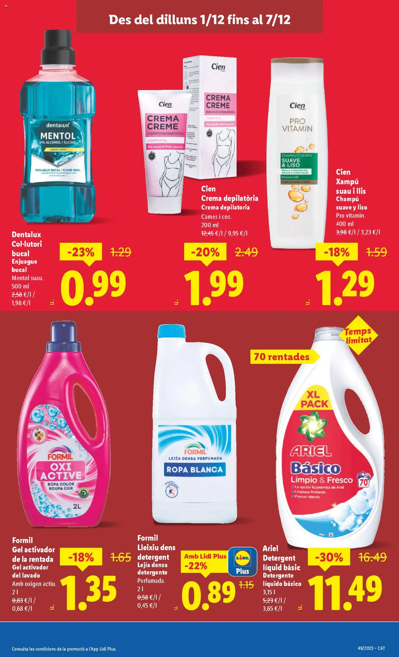 Lidl folleto │ válido desde el 01.12.2025 | Página: 29 | Productos: Champú, Crema depilatoria, Enjuague bucal, Detergente líquido