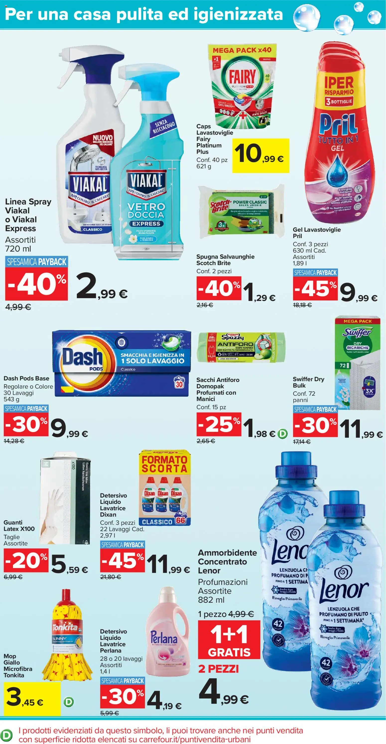 Volantino Carrefour del 17.11.2025 | Pagina: 19 | Prodotti: Ammorbidente, Guanti, Lavastoviglie, Lenzuola