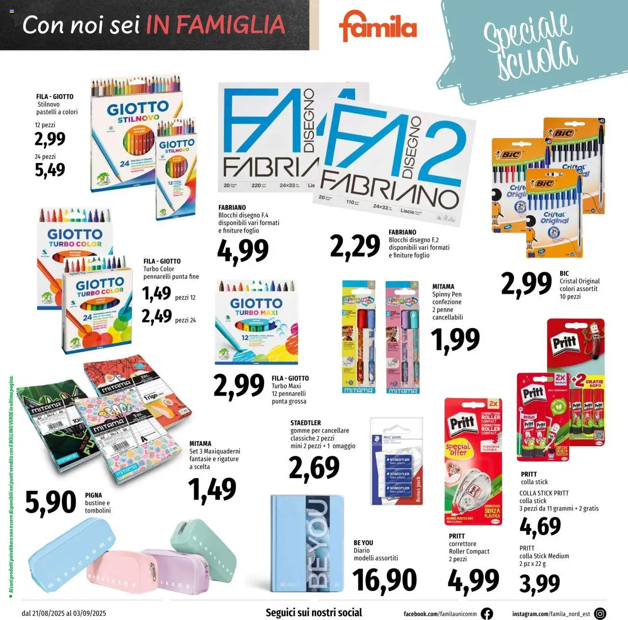 Volantino Famila del 21.08.2025 | Pagina: 22 | Prodotti: The, Colla, Pennarelli, Pastelli