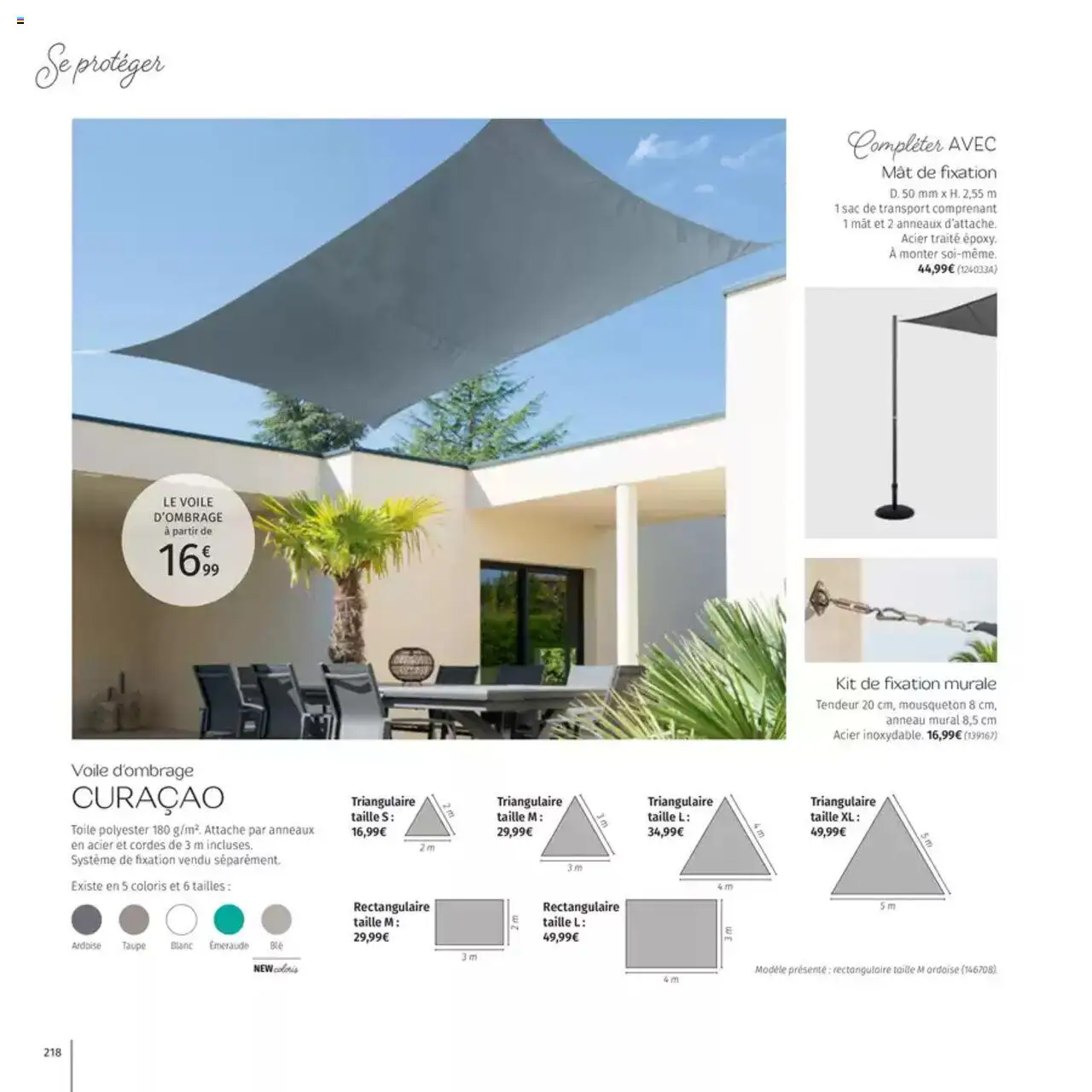  | Page: 218 | Produits: Voile d'ombrage, Sac, Cordes, Sac de transport