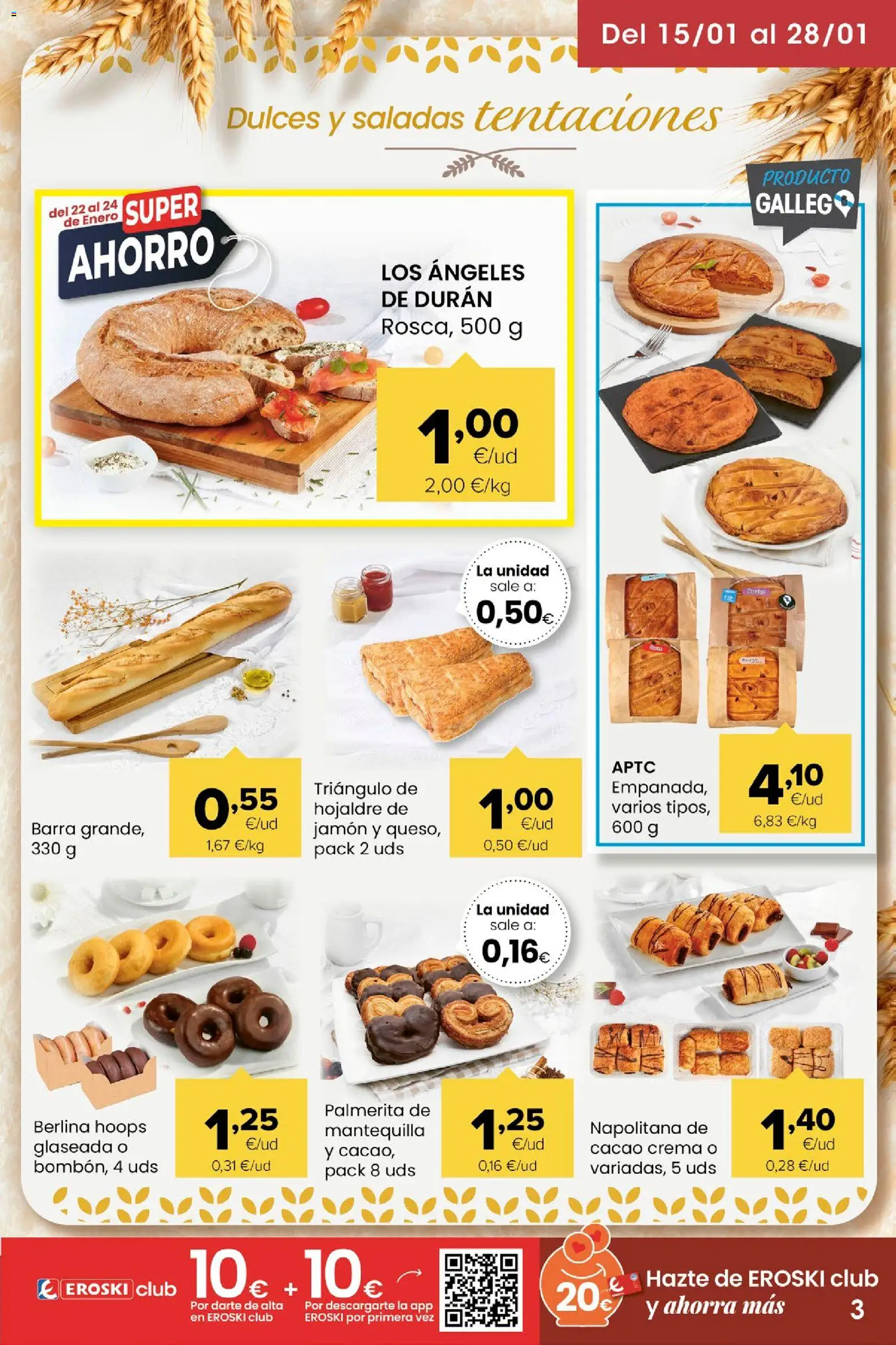 Eroski folleto │ válido desde el 15.01.2026 | Página: 3 | Productos: Jamón, Crema, Συσκευή ροής, Φρυγανιές σικάλεως