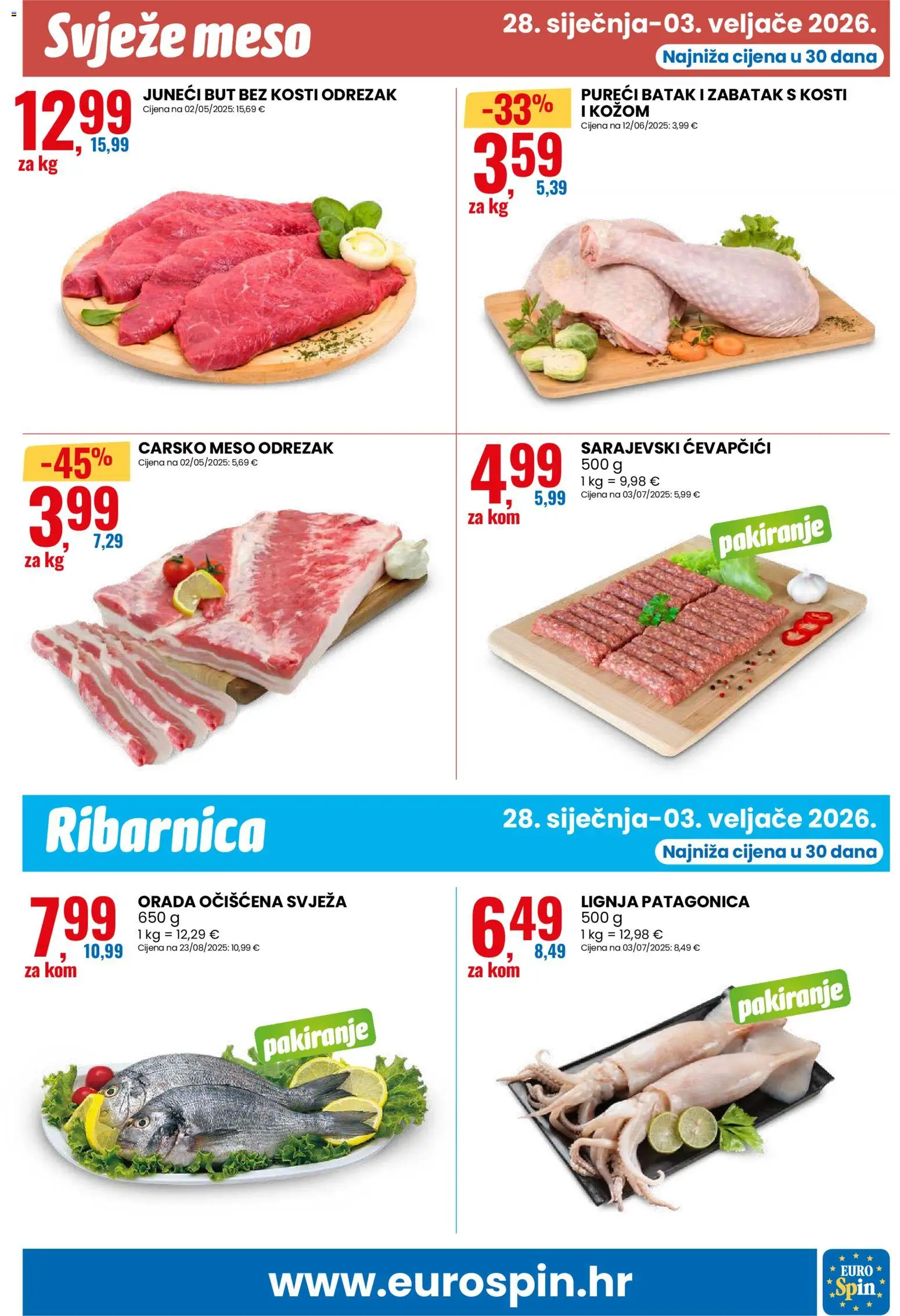 Eurospin katalog | vrijedi od 28.01.2026 | Stranica: 13 | Proizvodi: Juneći but, Carsko meso, Meso, Ćevapčići