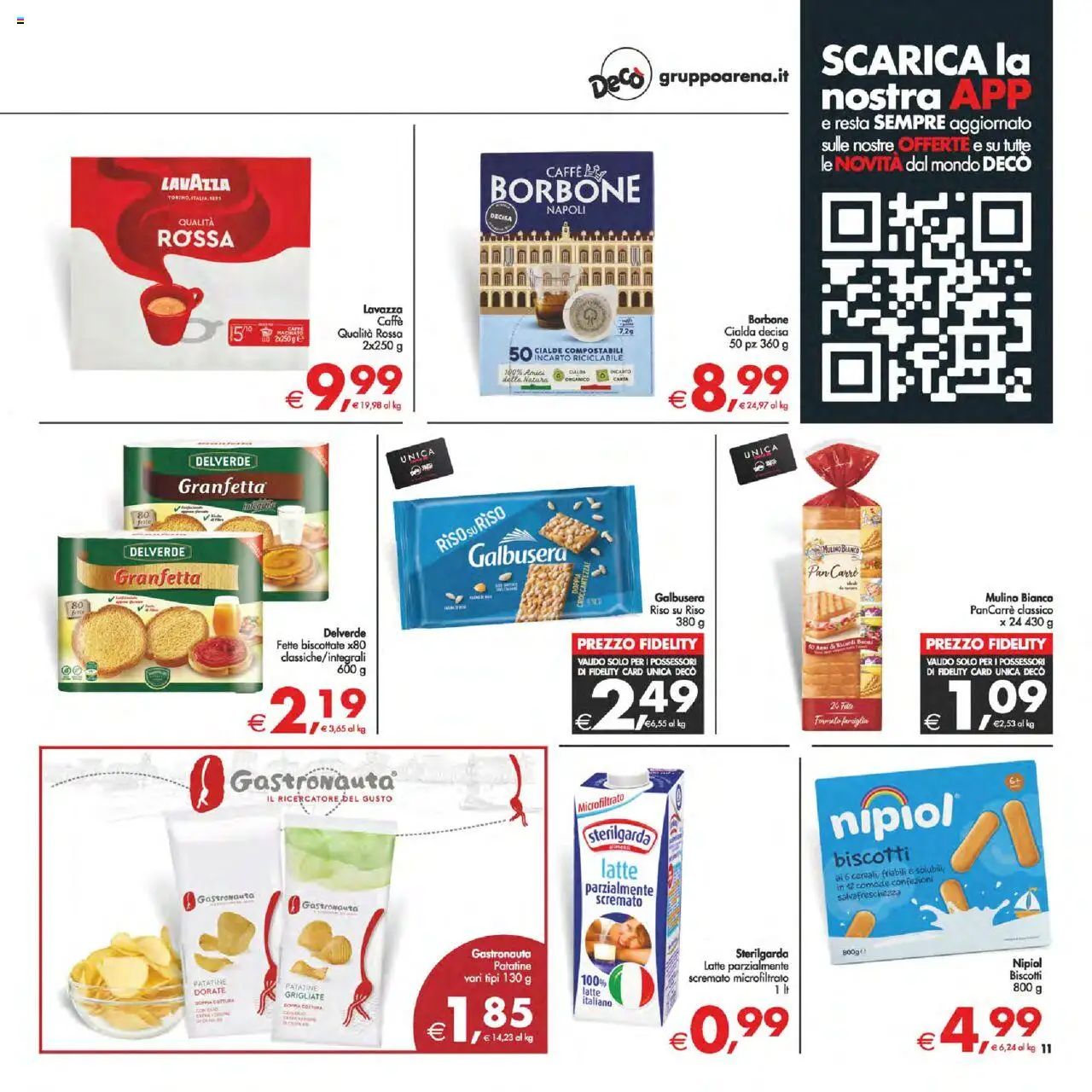 Volantino Decò del 14.10.2025 | Pagina: 11 | Prodotti: Cereali, Patatine, Fette biscottate, Lavazza