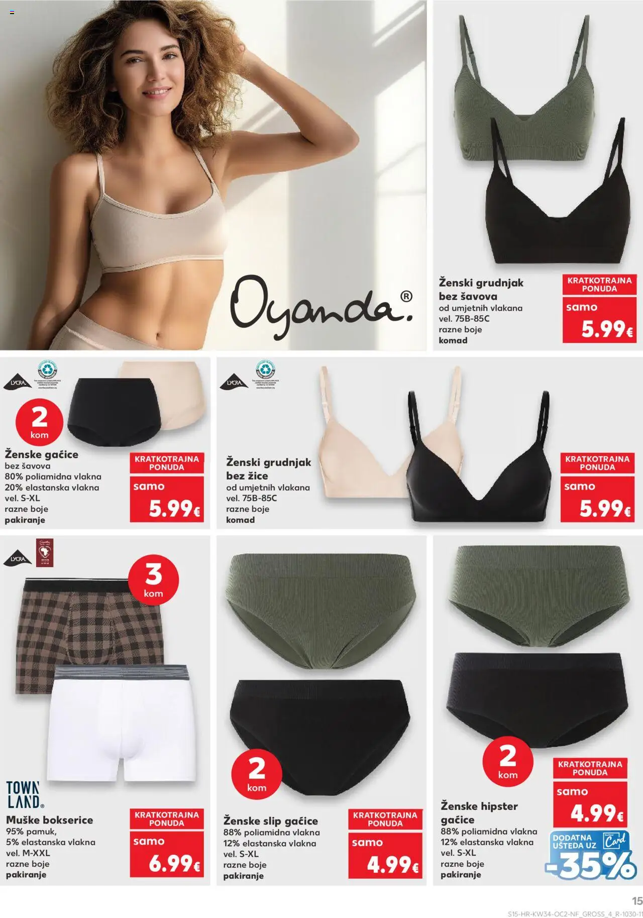 Kaufland katalog | vrijedi od 20.08.2025 | Stranica: 15 | Proizvodi: Gaćice, Grudnjak, Bokserice