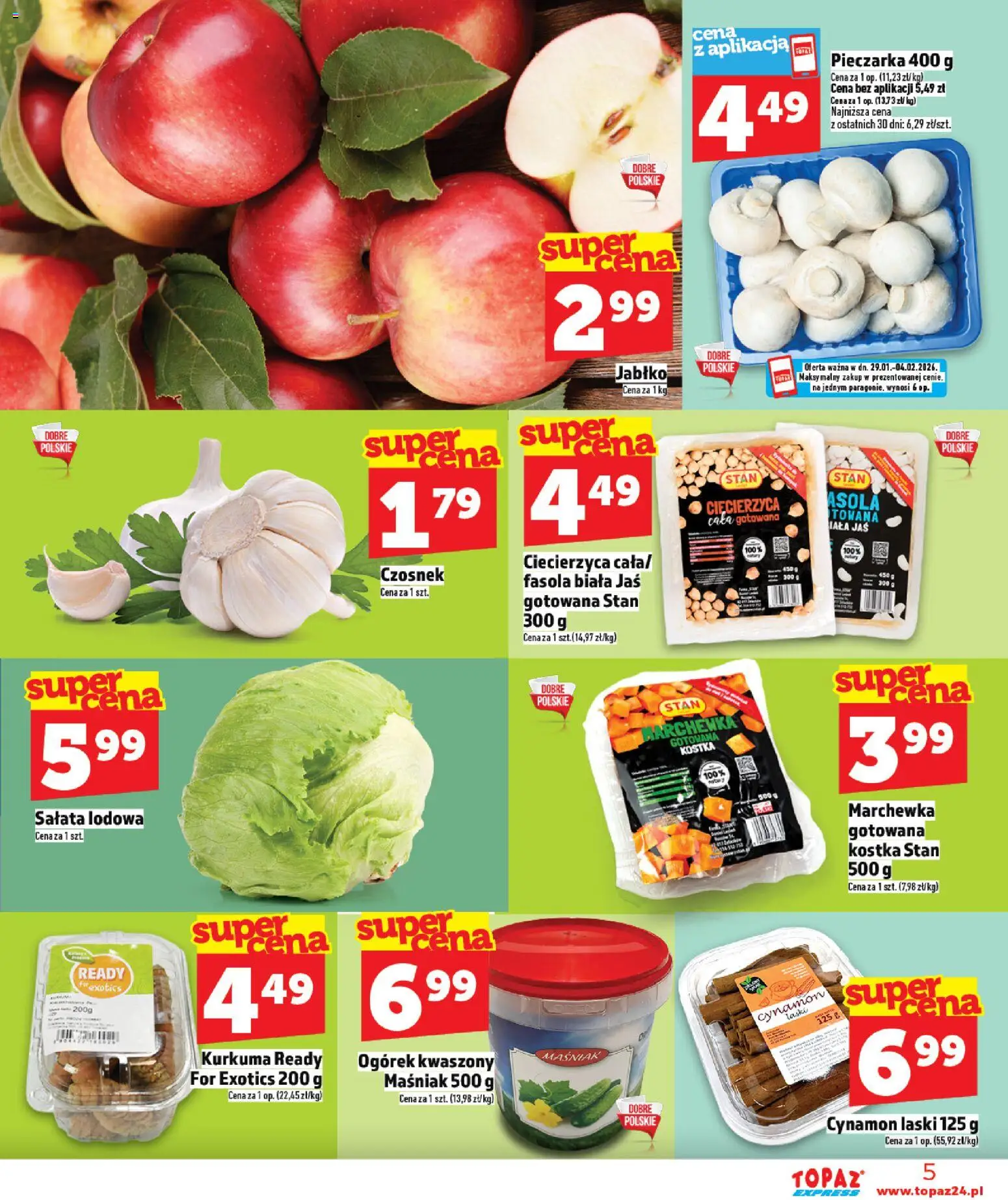 Topaz Gazetka - Express od 29.01.2026 | Strona: 5 | Produkty: Czosnek, Cynamon, Fasola biała, Ciecierzyca
