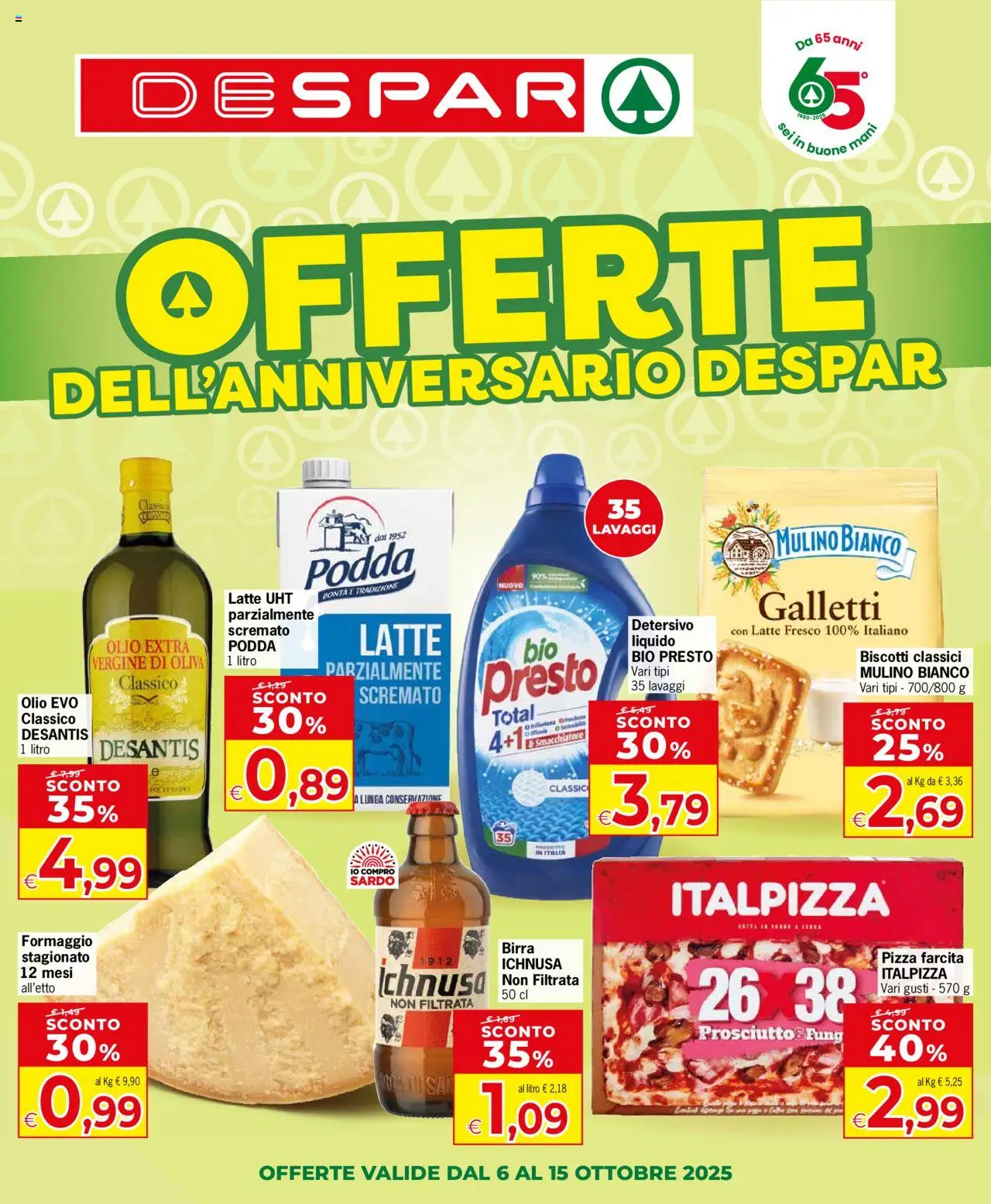 Volantino Despar del 06.10.2025 | Pagina: 1 | Prodotti: Birra, Smacchiatore, Formaggio, Olio