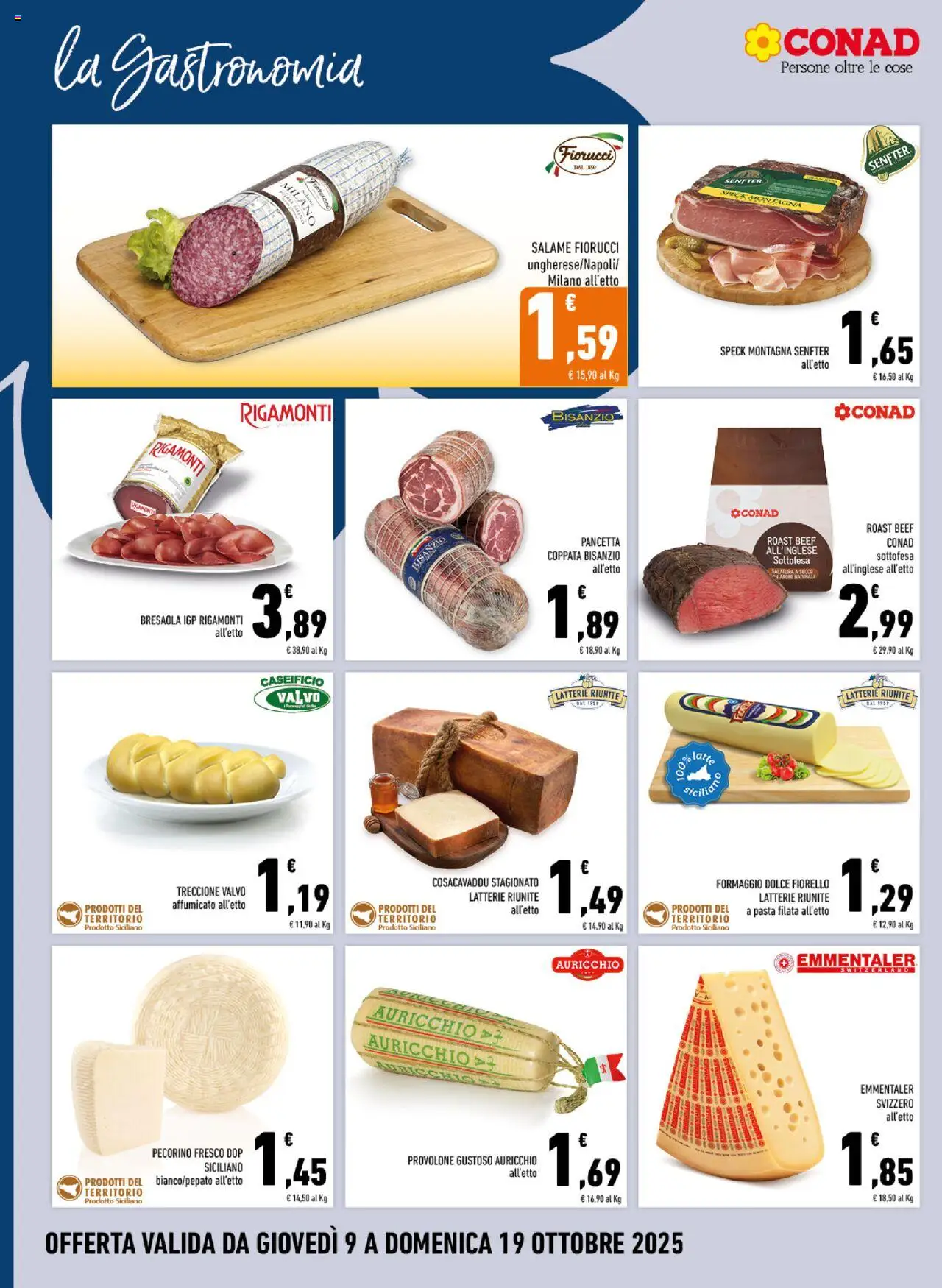 Volantino Conad del 09.10.2025 | Pagina: 8 | Prodotti: Speck, Provolone, Salame, Pasta