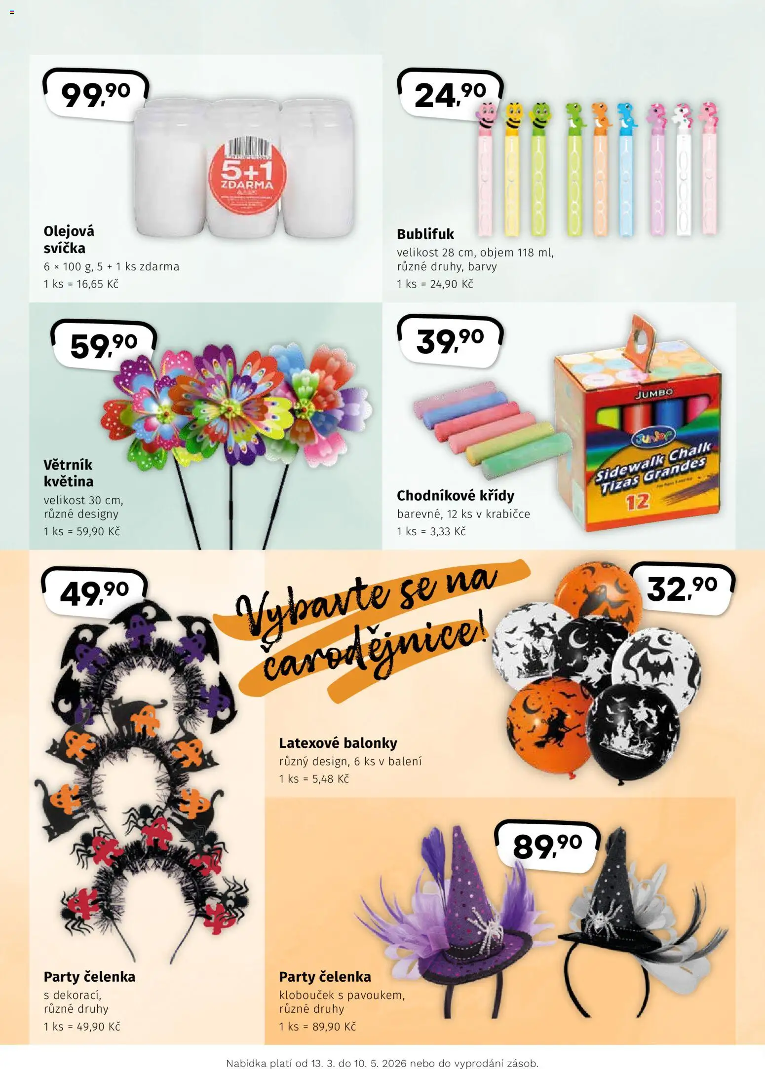 Coop leták - Hity jaro od 13.03.2026 | Strana: 7 | Produkty: Balonky, Čelenka, Svíčka, Křídy