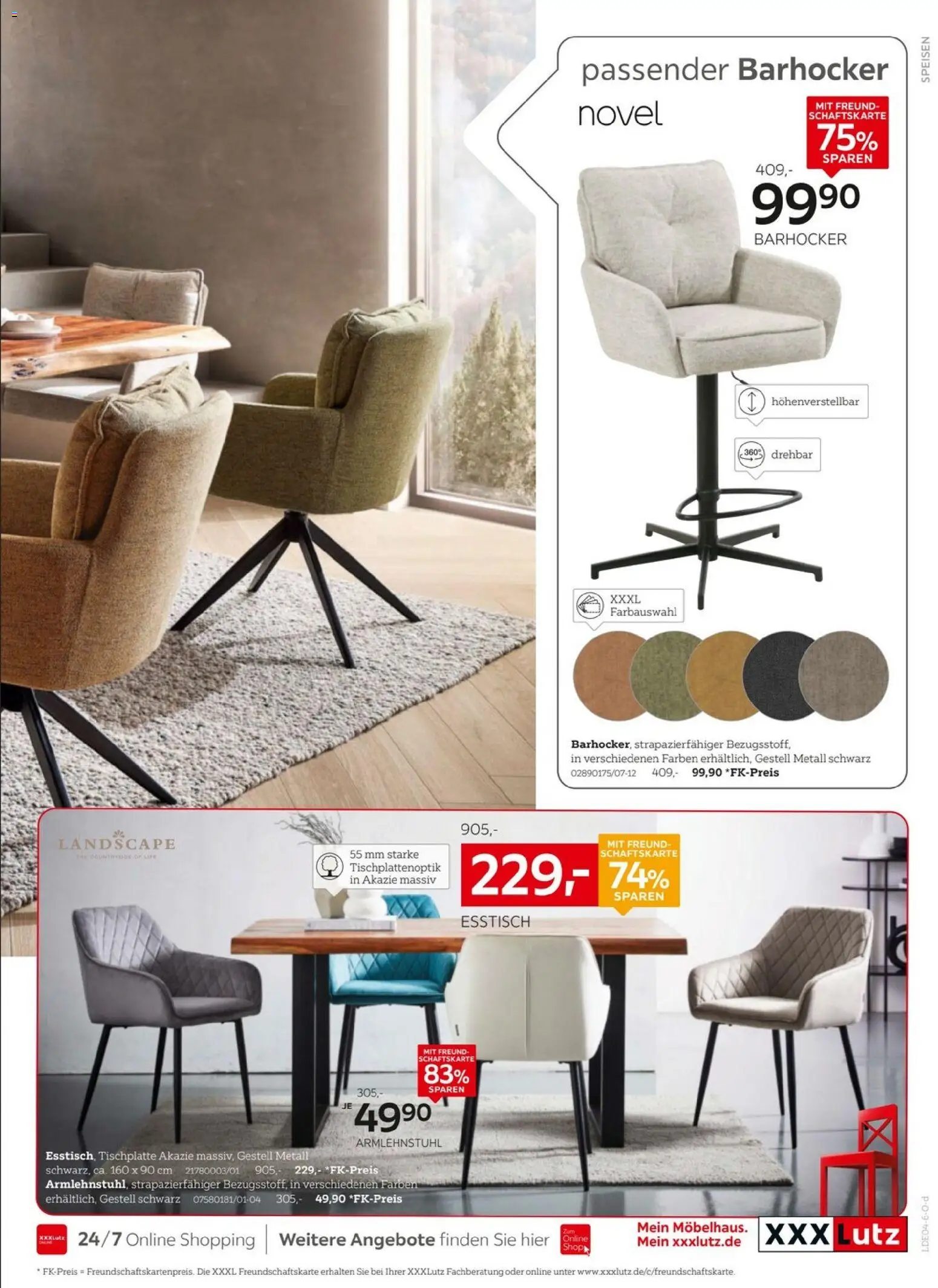 XXXLutz Nr. 1 beim Preis – gültig ab 11.04.2026 | Seite: 25 | Produkte: Esstisch, Barhocker