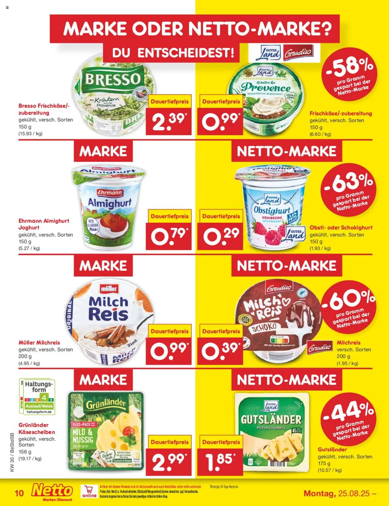 Netto Marken-Discount Prospekt 	 - gültig ab dem 25.08.2025 | Seite: 16 | Produkte: Milch, Joghurt, Bresso, Himbeere
