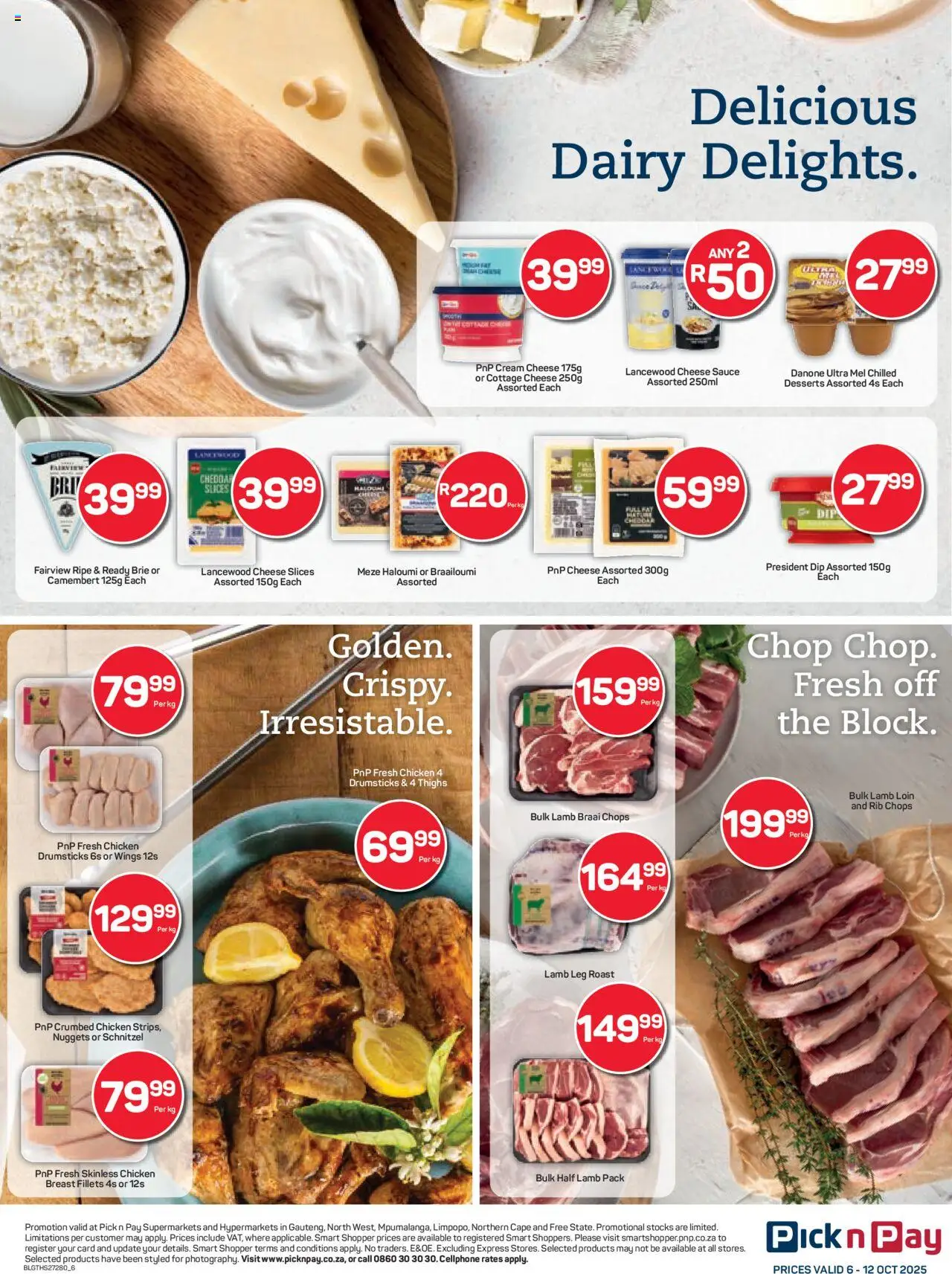 New Pick n Pay catalogue – valid from 06.10.2025 | Page: 6 | Products: Cheese, Chicken, Cream, Cottage cheese