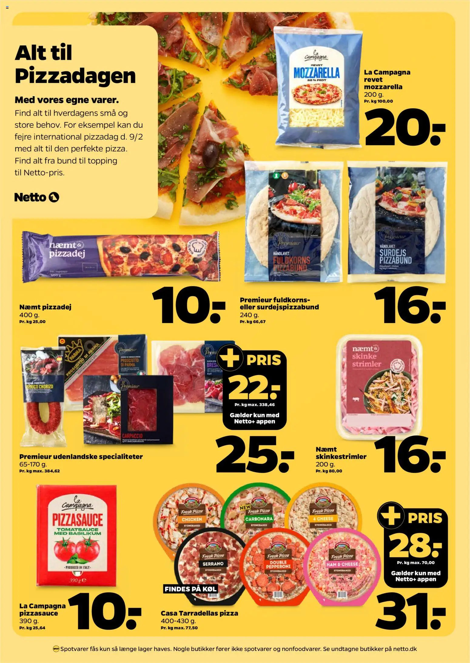 Netto tilbudsavis – gyldig fra 31.01.2026 | Side: 19 | Produkter: Skinke, Pizzadej, Mozzarella, Basilikum