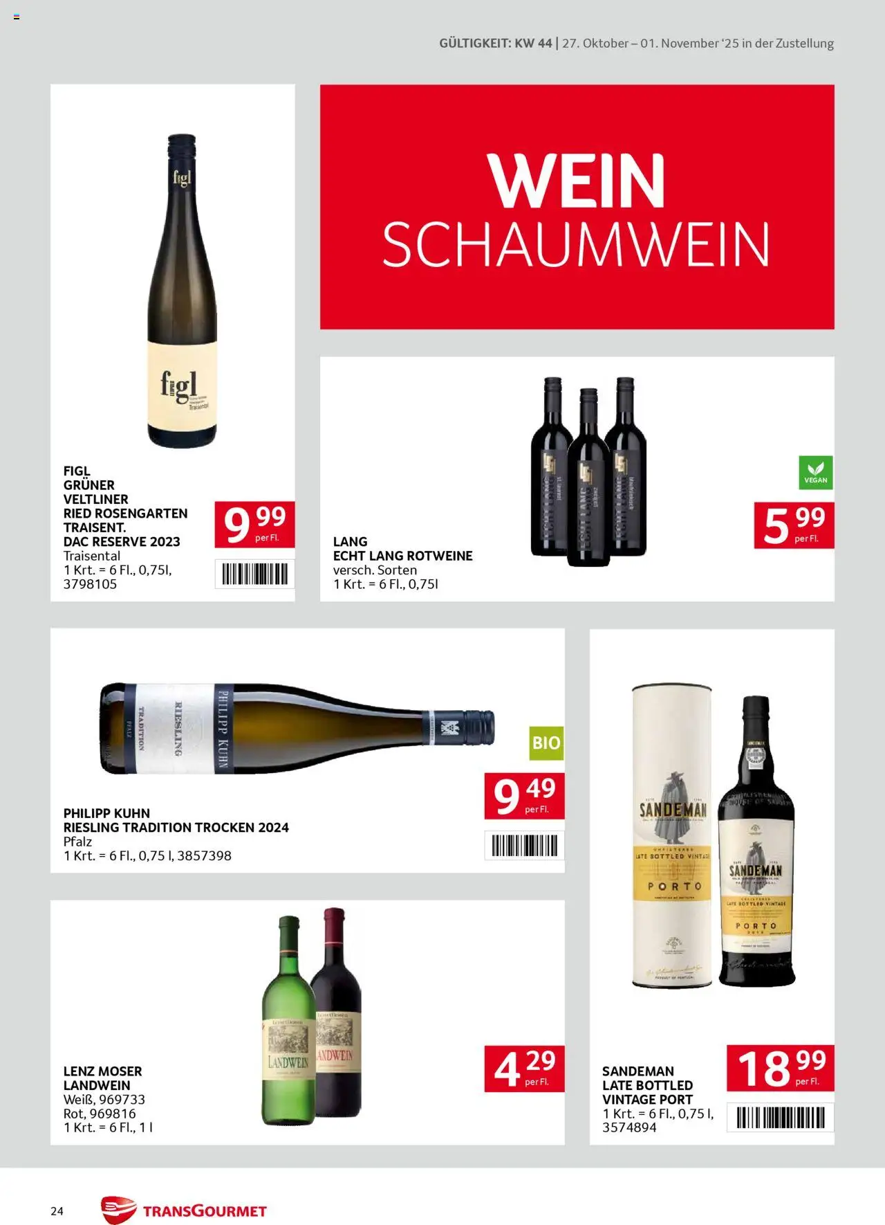 Transgourmet  Zustellaktion gültig ab 27.10.2025 | Seite: 24 | Produkte: Wein