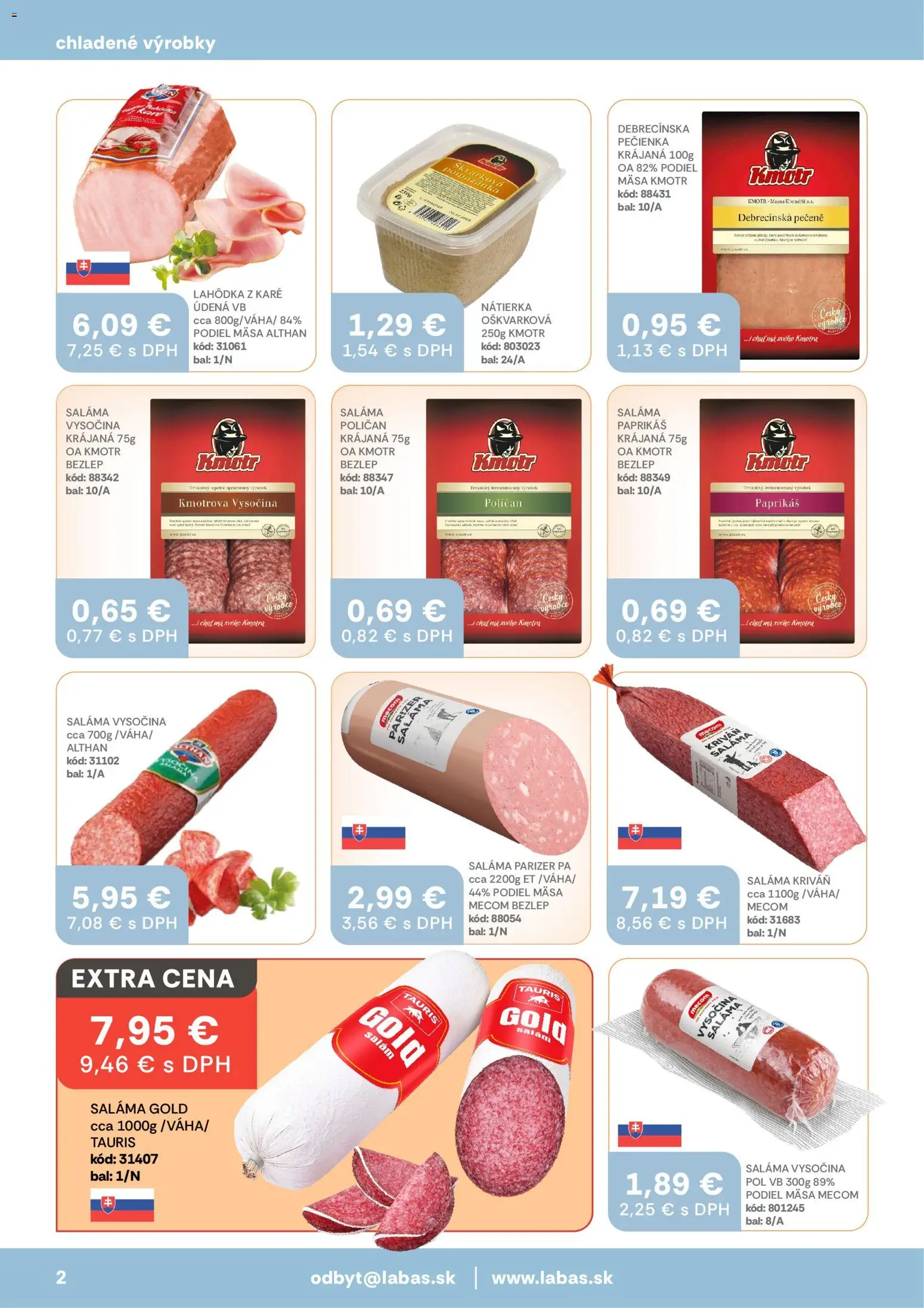 Nové Labaš akcie – leták je platný od 16.01.2026 | Strana: 2 | Produkty: Saláma