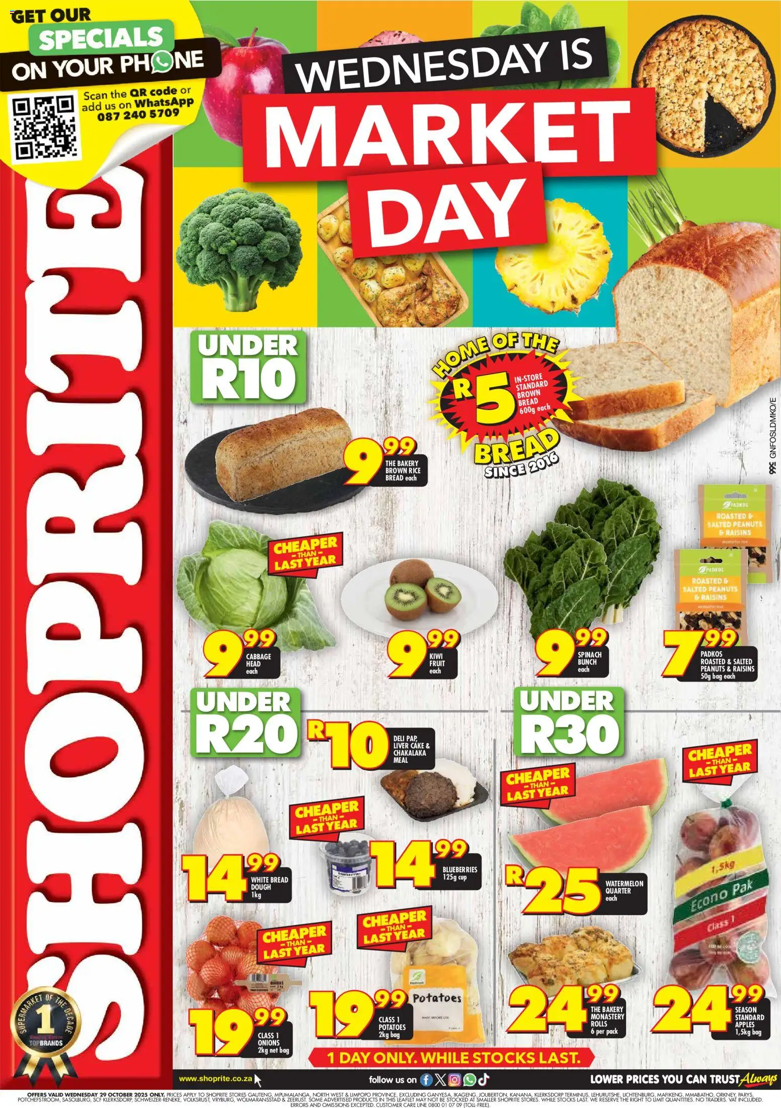 New Shoprite catalogue – valid from 29.10.2025 | Page: 1 | Products: Cake, Bread, Apples, Rice
