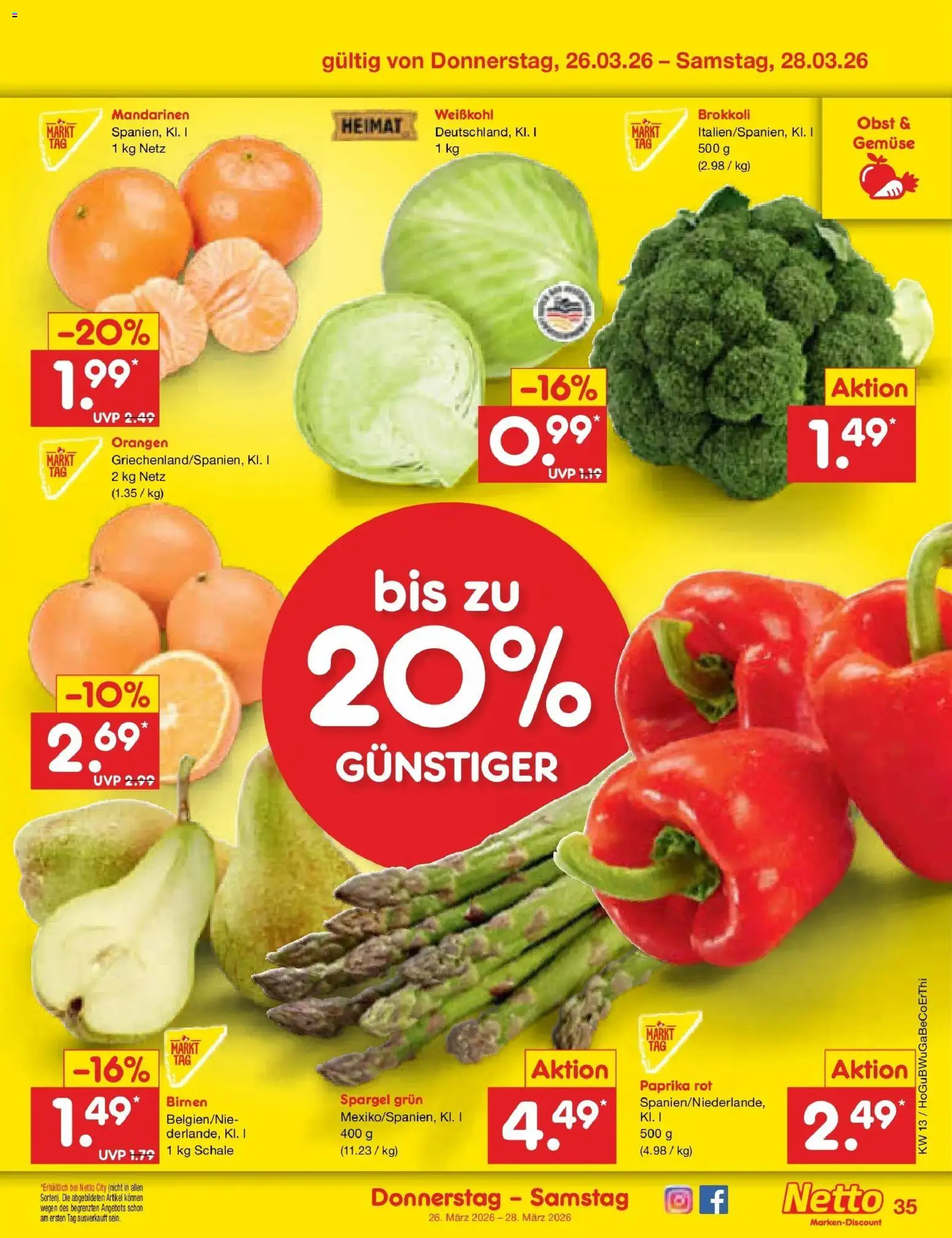 Netto Marken-Discount Prospekt Rodewisch	 – gültig ab 23.03.2026 | Seite: 49 | Produkte: Spargel, Gemüse, Paprika, Brokkoli