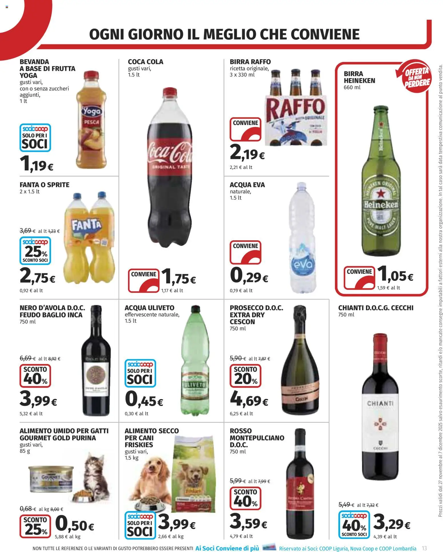 Volantino COOP del 27.11.2025 | Pagina: 13 | Prodotti: Prosecco, Acqua, Data, Fanta