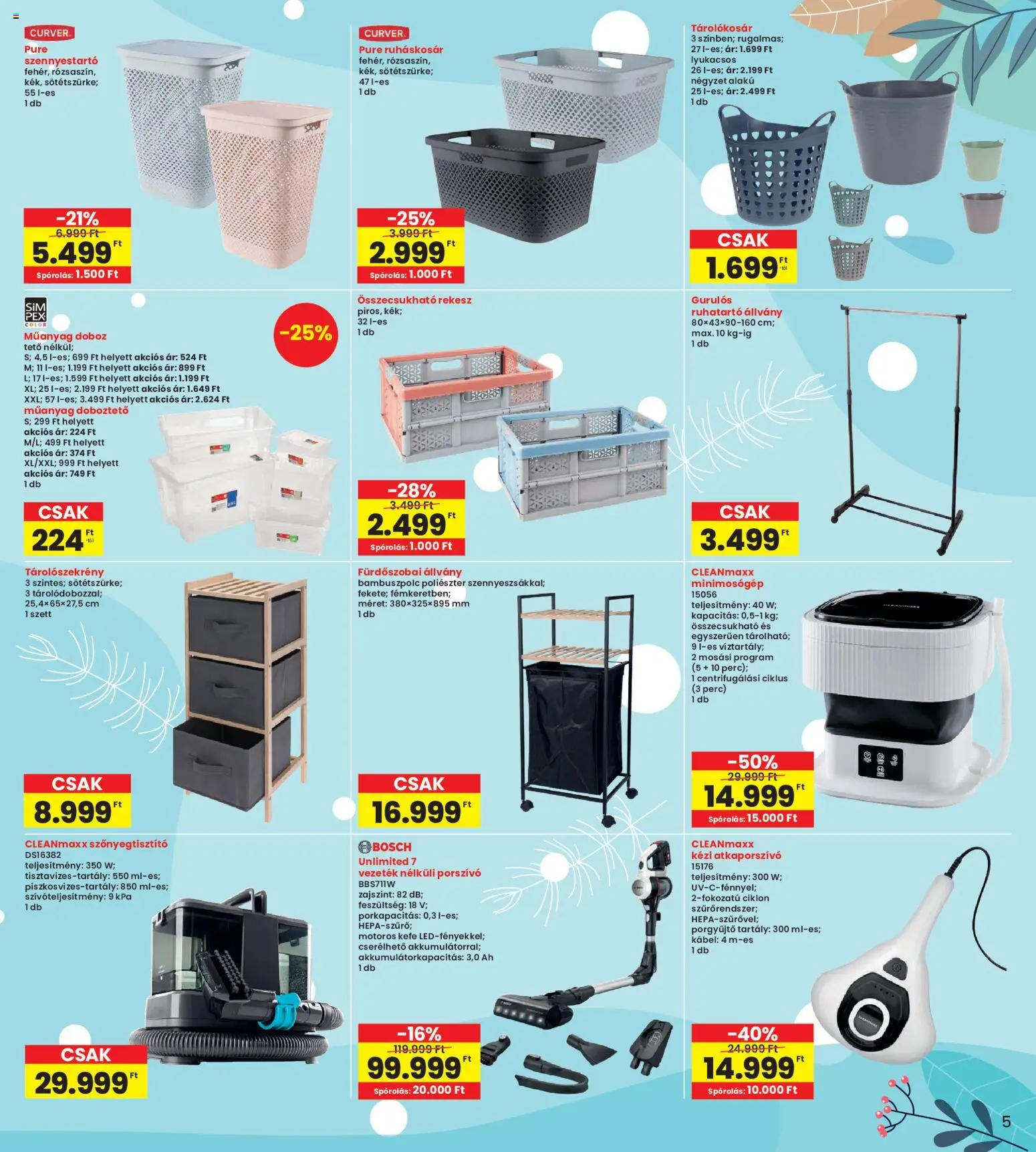 Interspar akciós ujság - amely érvényes a következő dátumtól: 02.01.2026 | Oldal: 5 | Termékek: Kábel, Porszívó, Doboz, Szennyestartó