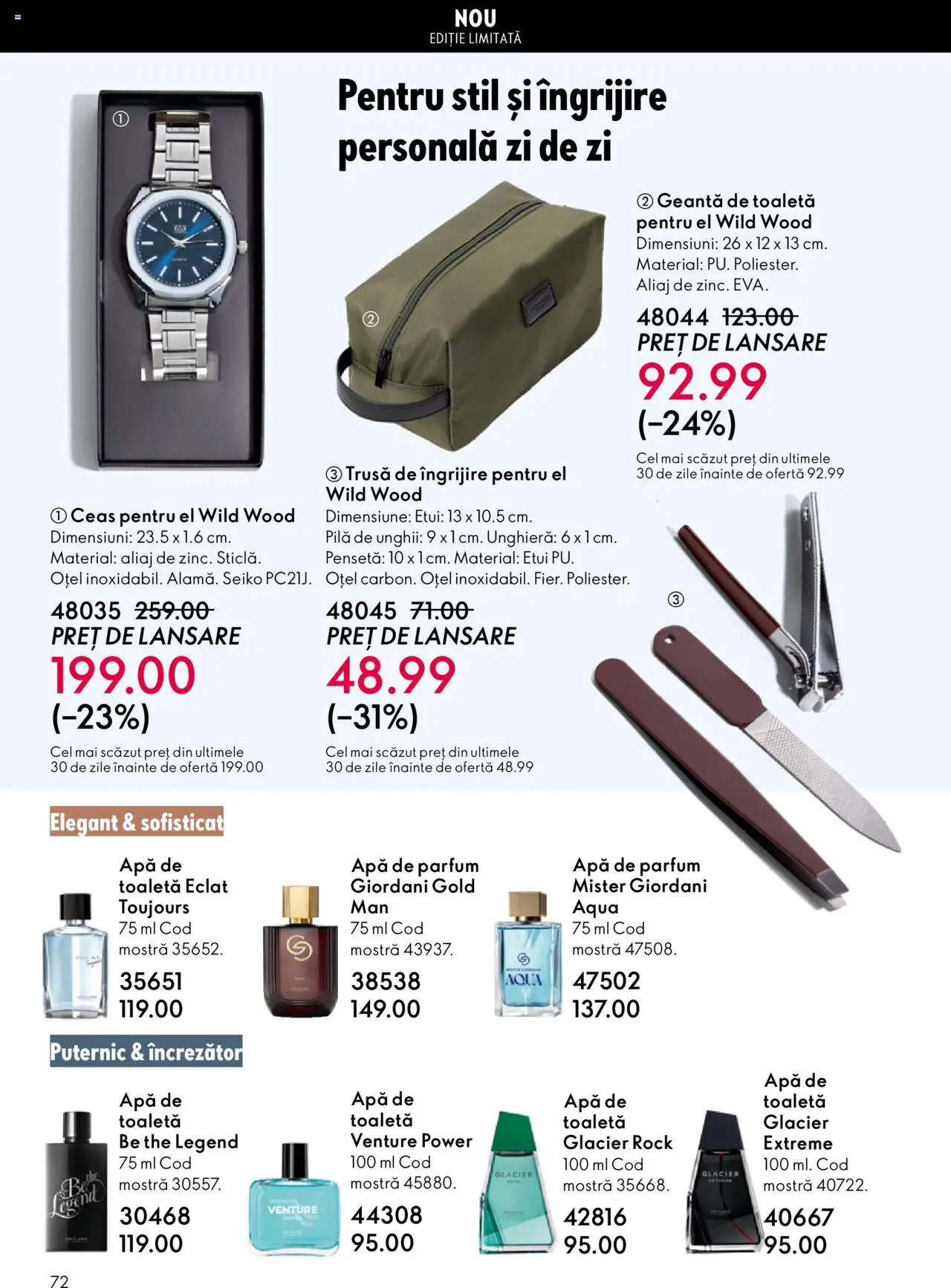 Noul catalog Oriflame – valabil de la 22.10.2025 | Pagină: 72 | Produse: Ceas, Pensetă, Apă de parfum, Geantă