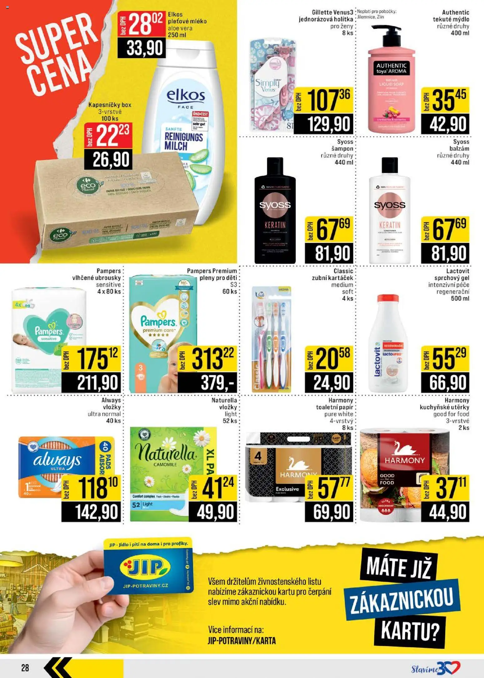 Jip leták - Cash & Carry od 12.11.2025 | Strana: 28 | Produkty: Mýdlo, Mléko, Utěrky, Lactovit