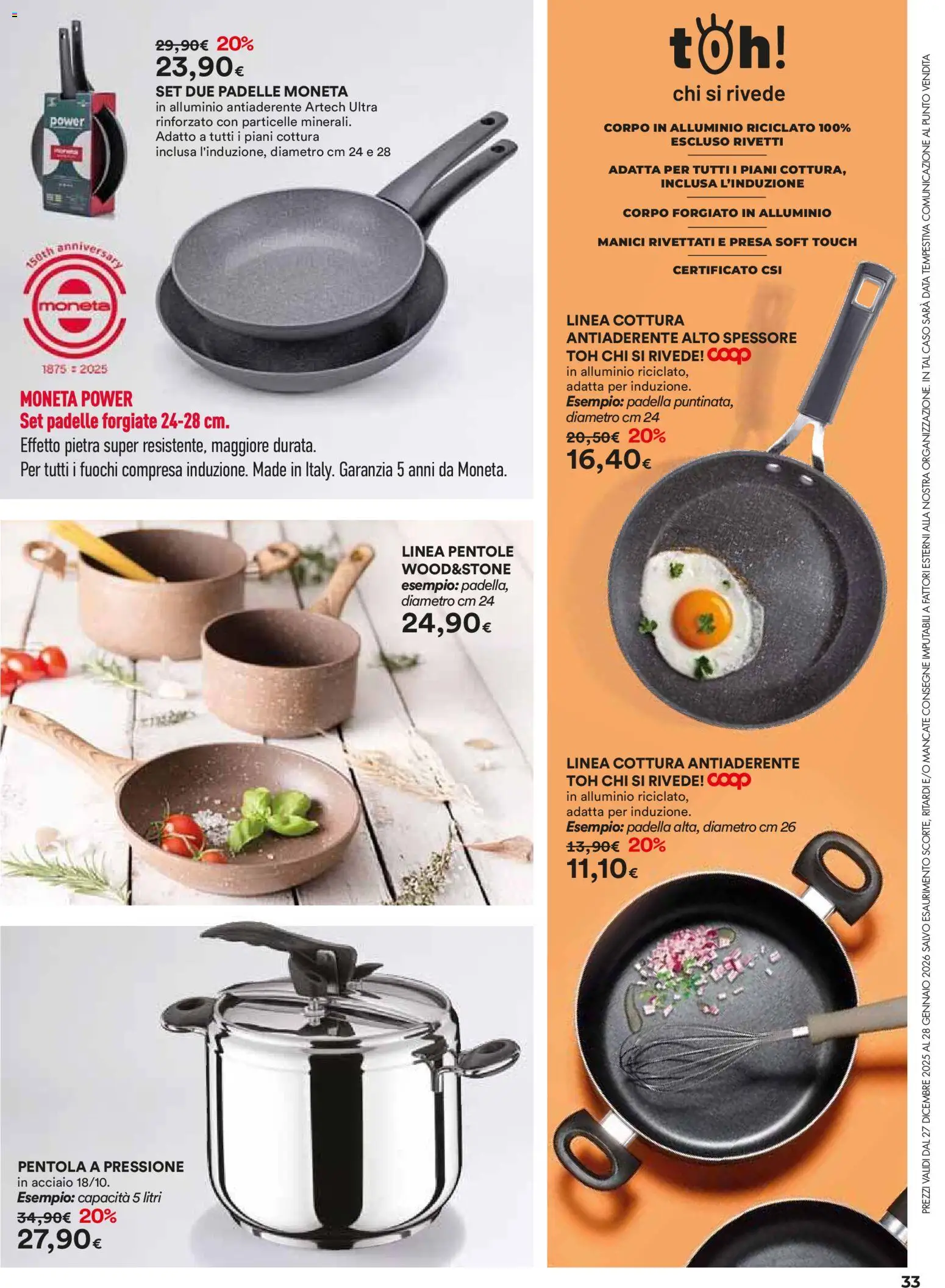 Volantino Ipercoop del 27.12.2025 | Pagina: 33 | Prodotti: Data, Padella, Alluminio, Pentola a pressione