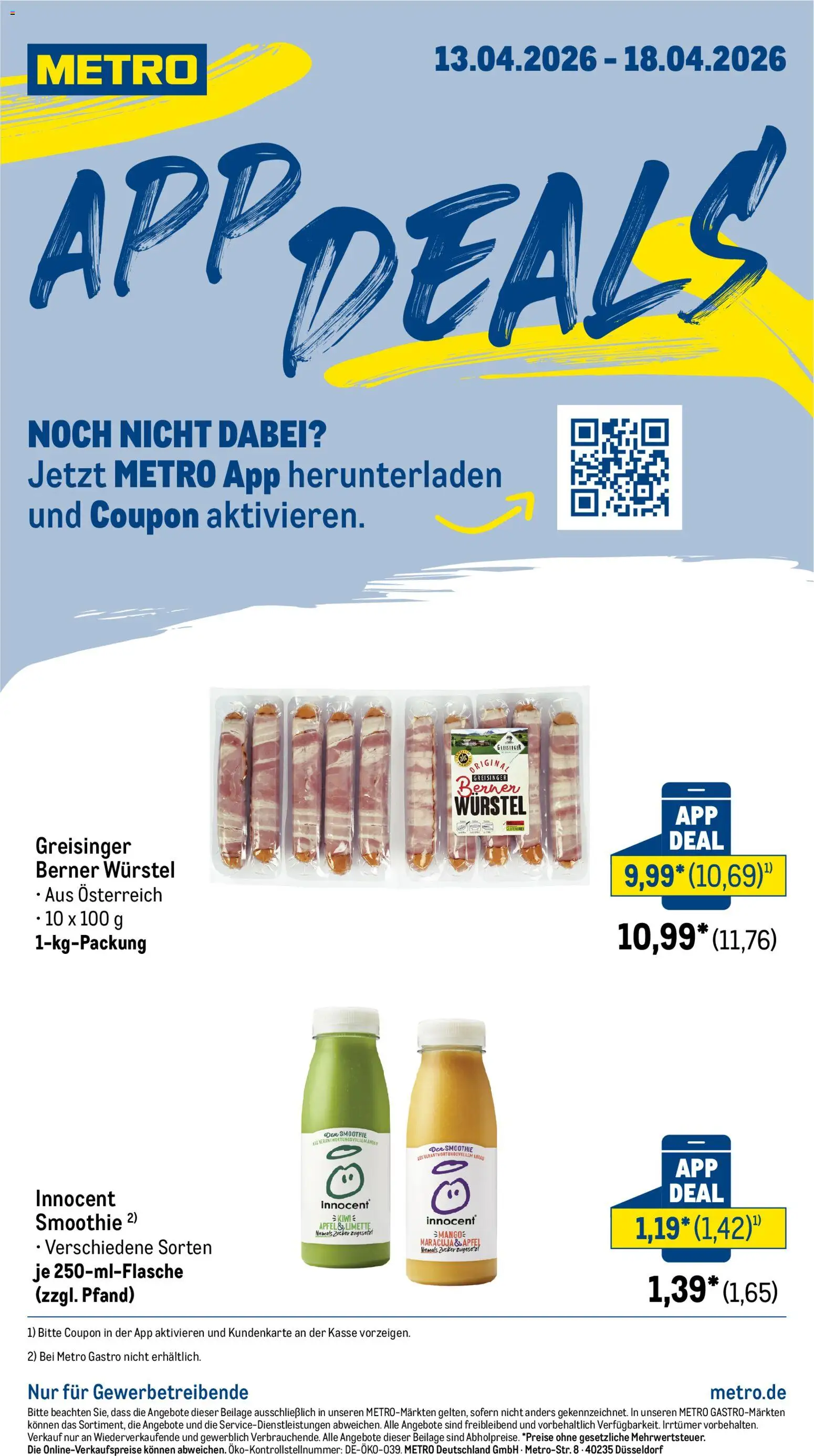 Metro App Deals – gültig ab 13.04.2026 | Seite: 1 | Produkte: Äpfel, Zucker, Limette, Kiwi