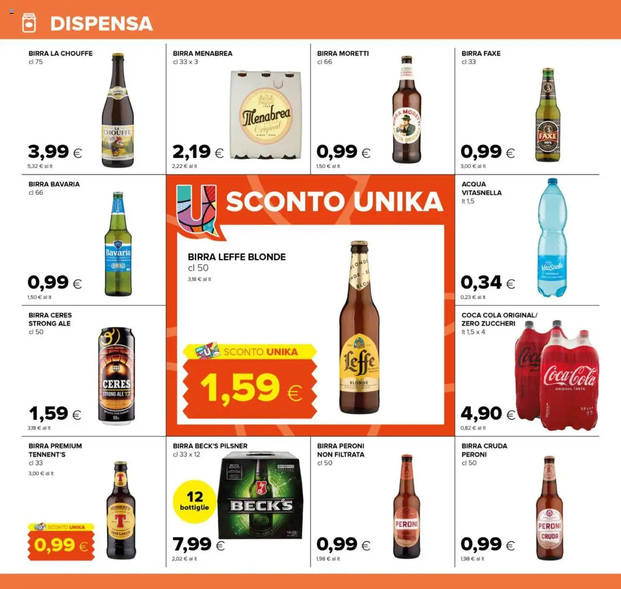 Volantino Oasi del 21.08.2025 | Pagina: 24 | Prodotti: Birra, Acqua, Birra Moretti, Coca Cola