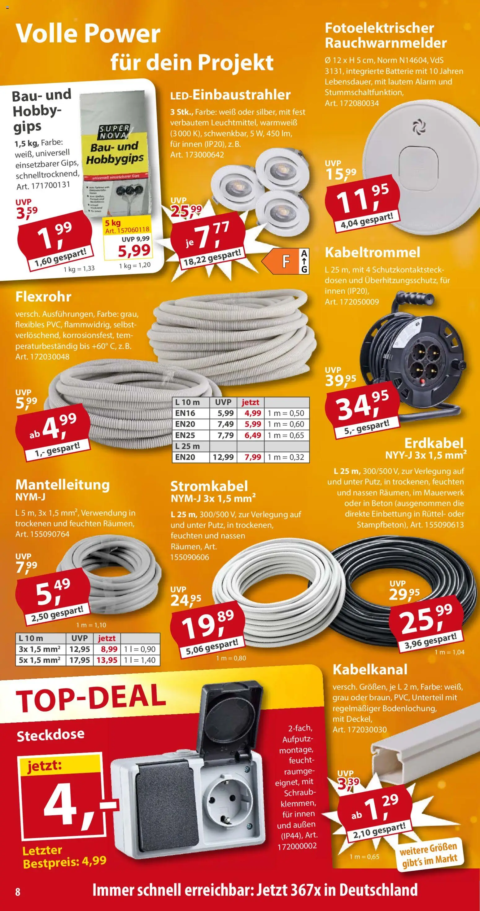 Sonderpreis Baumarkt Prospekt 	 – gültig ab 02.05.2026 | Seite: 8 | Produkte: Steckdose, Batterie