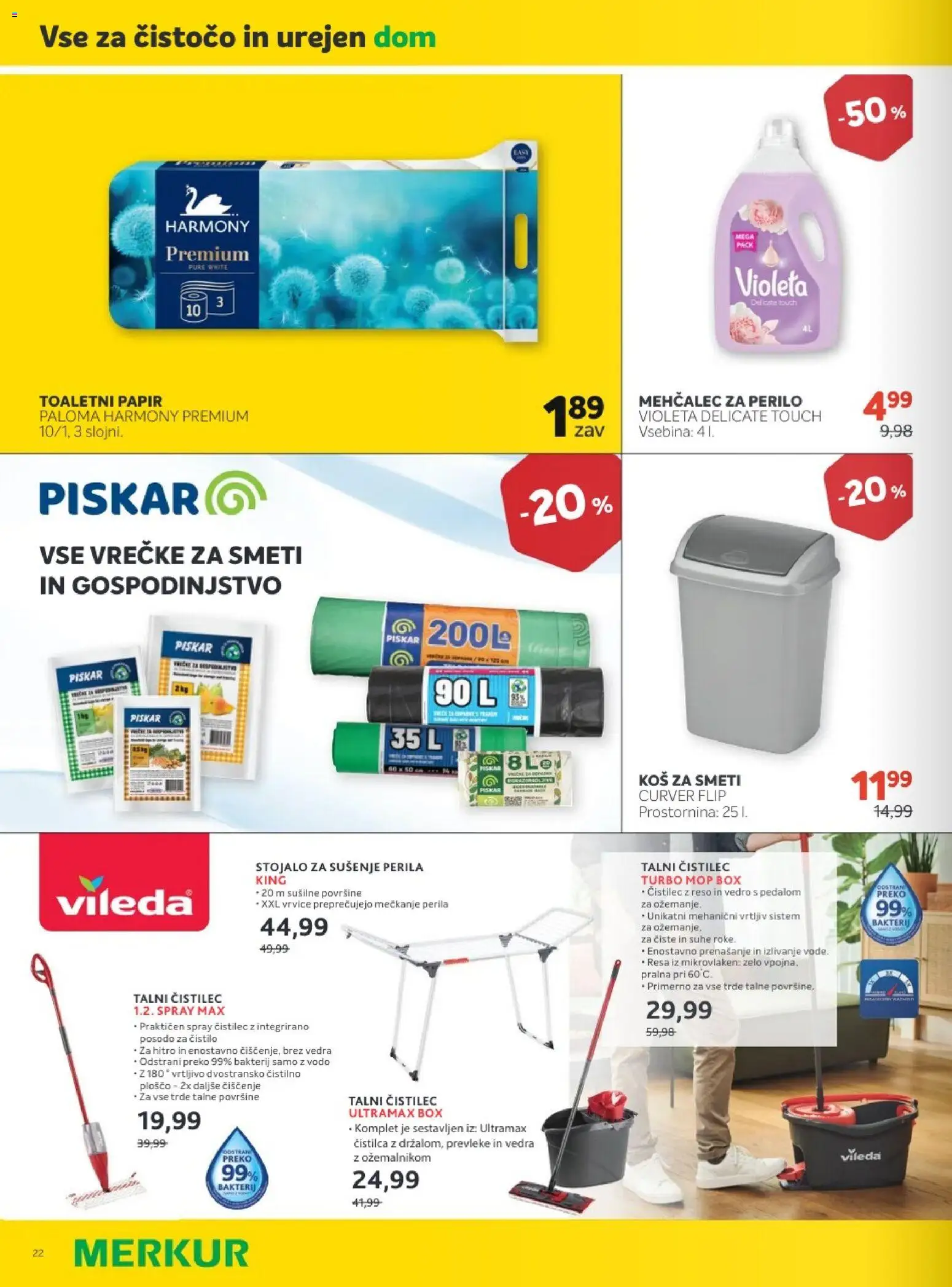 Novi Merkur katalog ponudbe – veljaven od 03.12.2025 | Stran: 22 | Izdelki: Kos, Koš za smeti, Mehcalec za perilo, Vedro